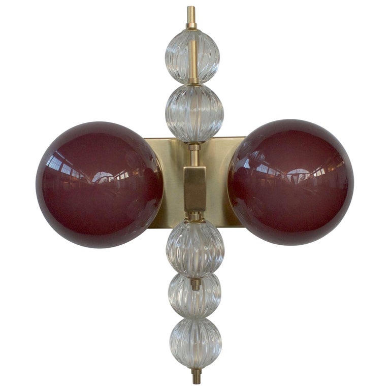 Two Globe Sconce by Fabio Ltd For Sale