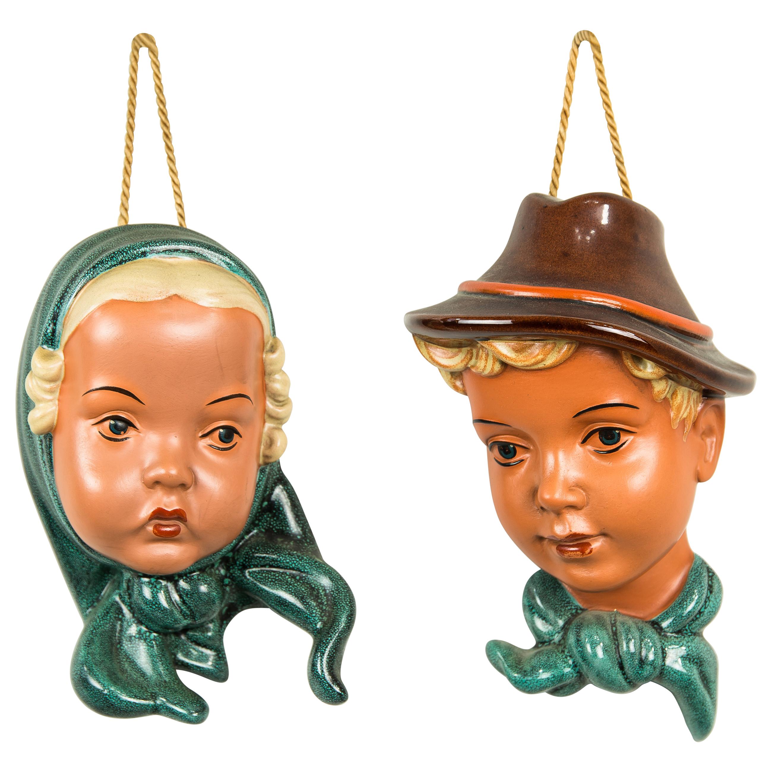 Two Goebel Bieber Ceramic Wall Masks, circa 1950s For Sale