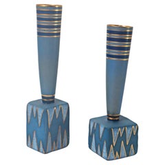 Postmoderne Vasen in Goldblau von Allan Hytholm, Dänemark 1980er Jahre