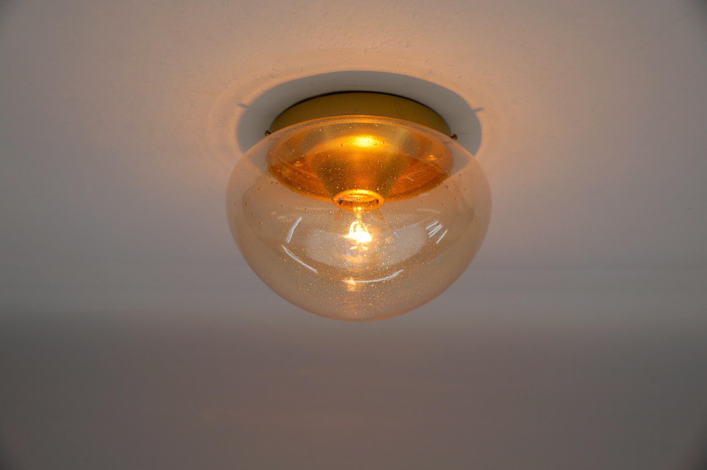 Two Gold Mushroom Shaped Glass Lamp, Germany, 1960s In Good Condition For Sale In Nürnberg, Bayern