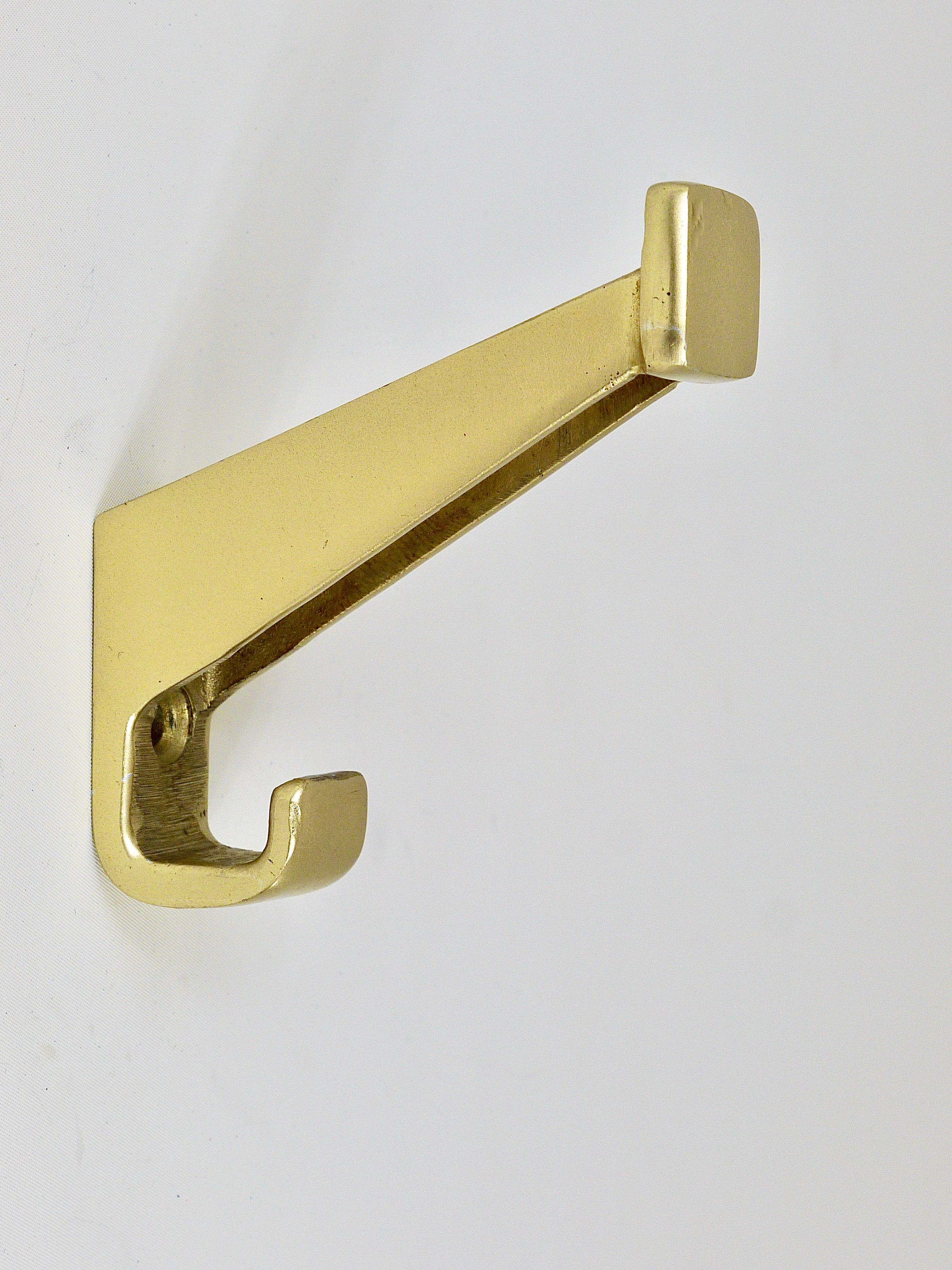 Austrian Two Golden Wall Coat Hooks by Josef Hoffmann and Oswald Haerdtl, Austria, 1930s