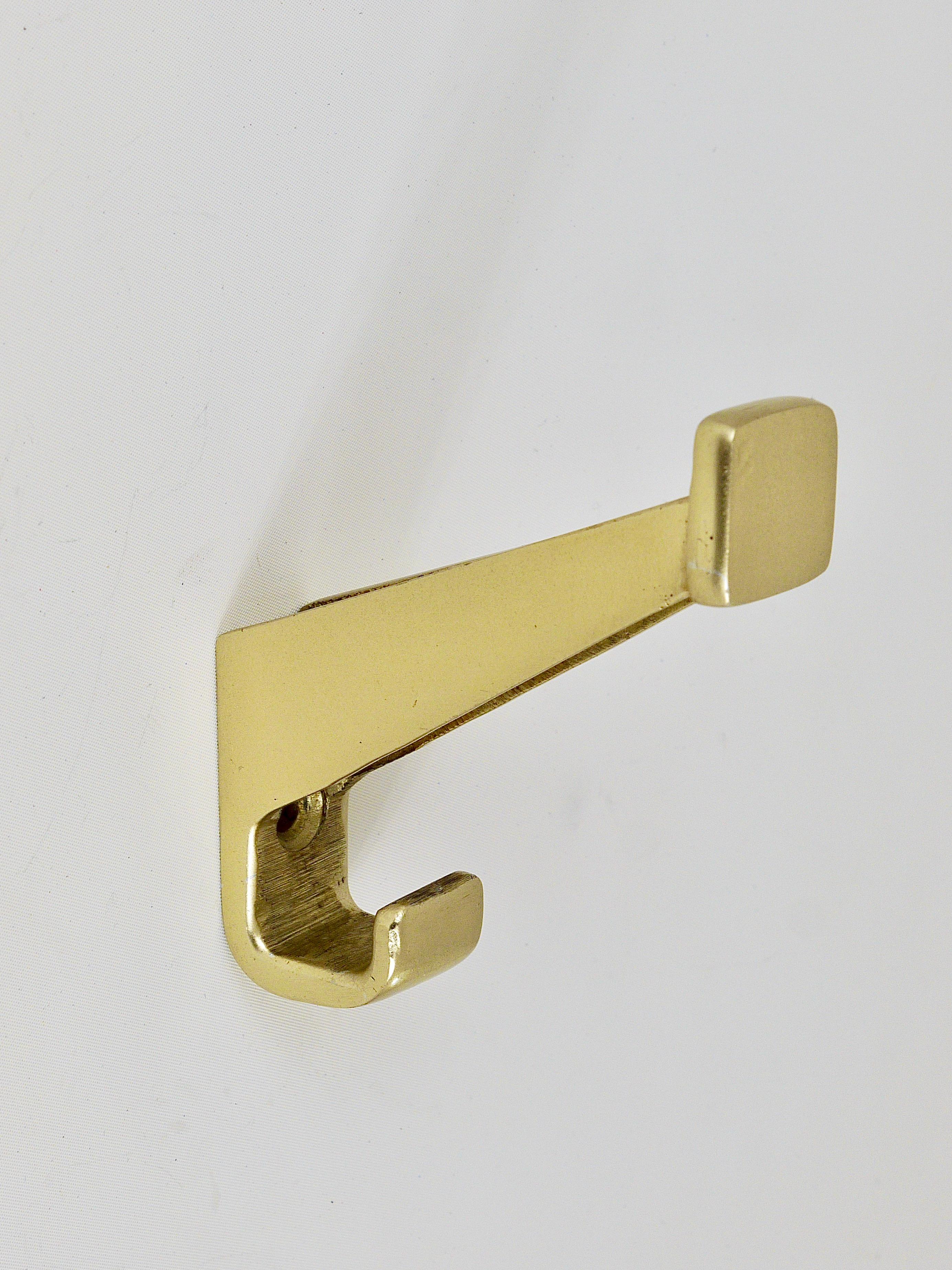 Anodized Two Golden Wall Coat Hooks by Josef Hoffmann and Oswald Haerdtl, Austria, 1930s