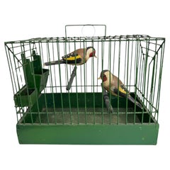 Goldfinch Vichtauer Handgeschnitzter Holzvogel in Vogelkäfig Österreich 1920er Jahre Volkskunst