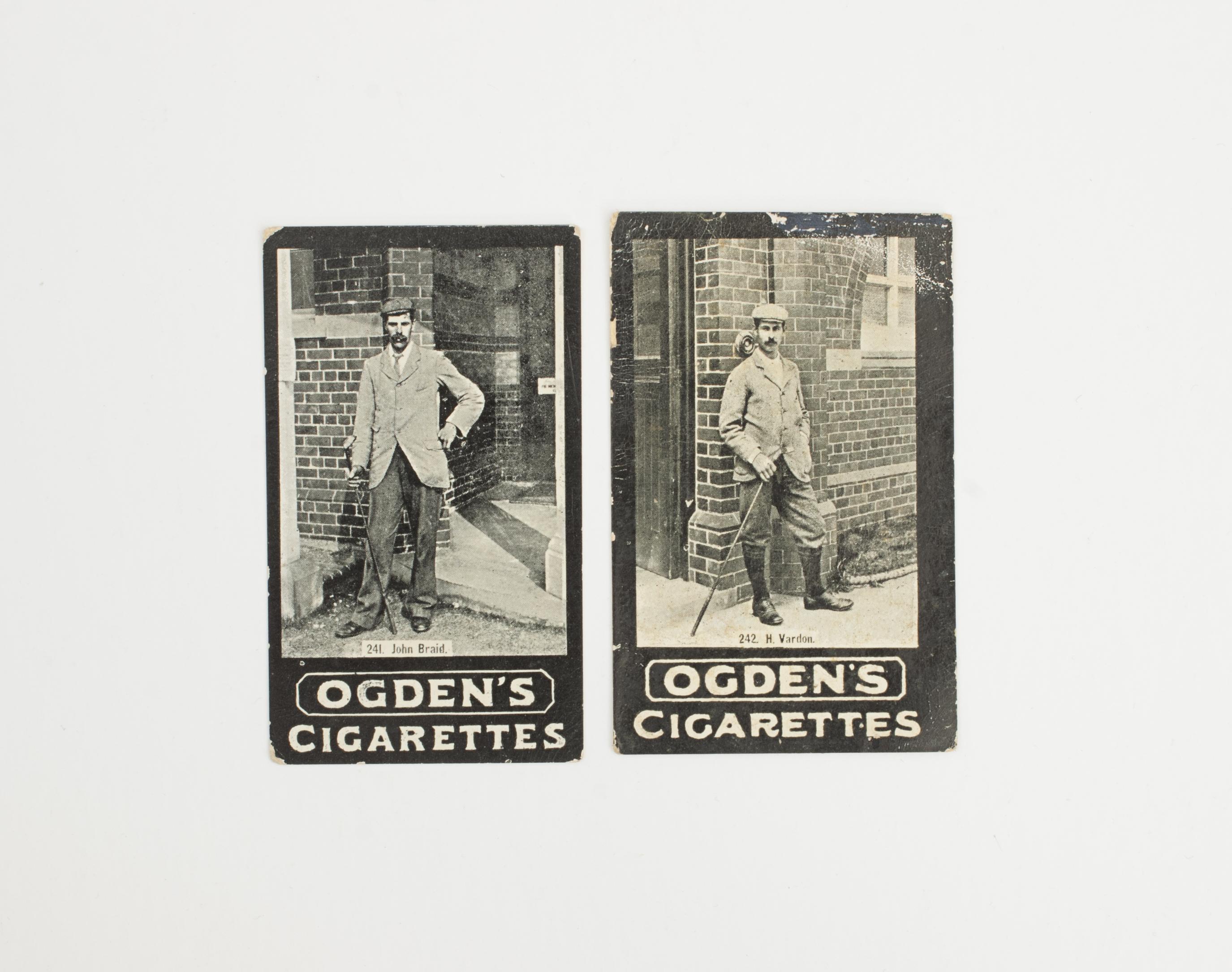 Sporting Art Two Golf Cigarette Cards, Harry Vardon, James Braid. For Sale