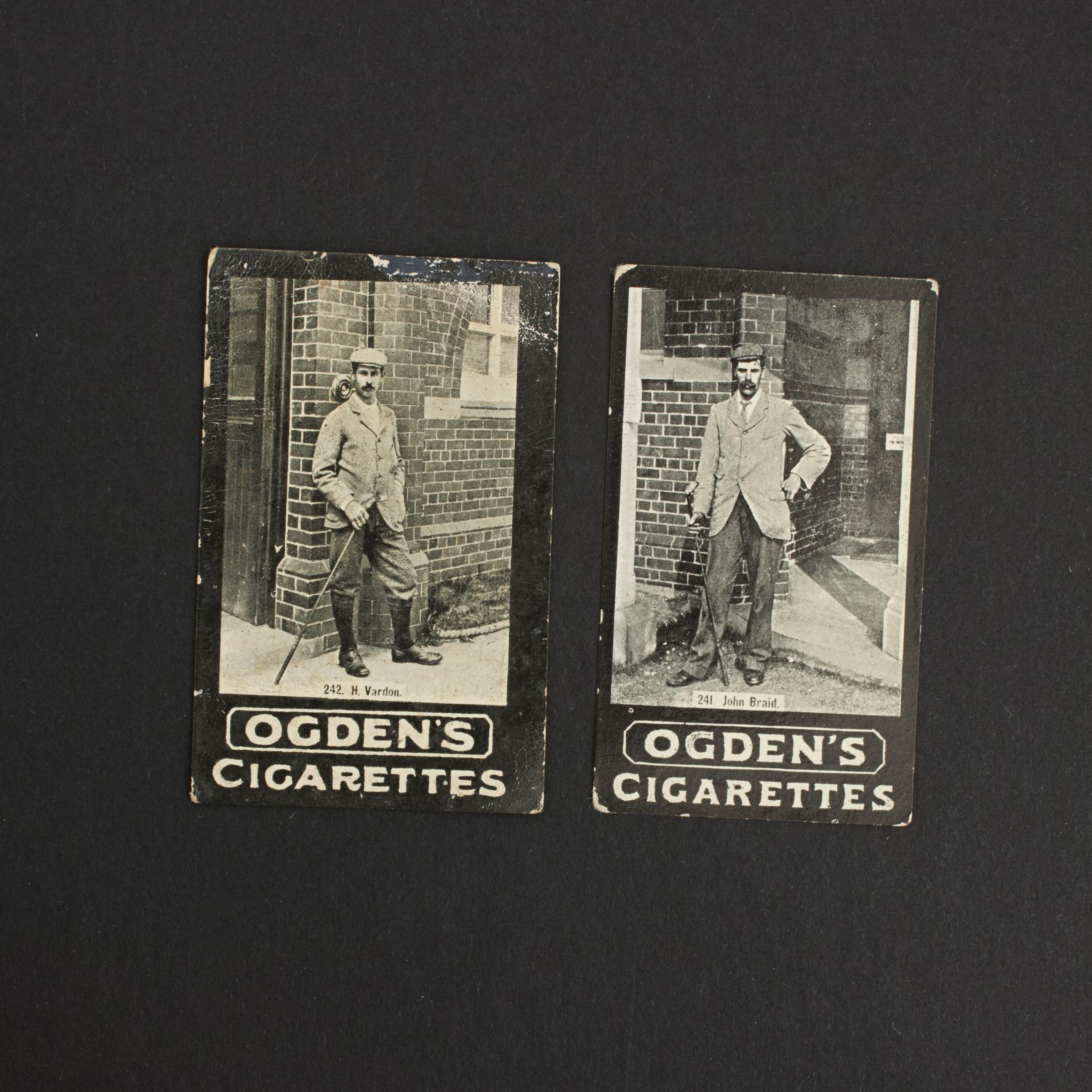 Two Golf Cigarette Cards, Harry Vardon, James Braid. For Sale 1