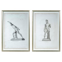 Antique Two Grand Tour Engravings of Ancient Greek Sculptures