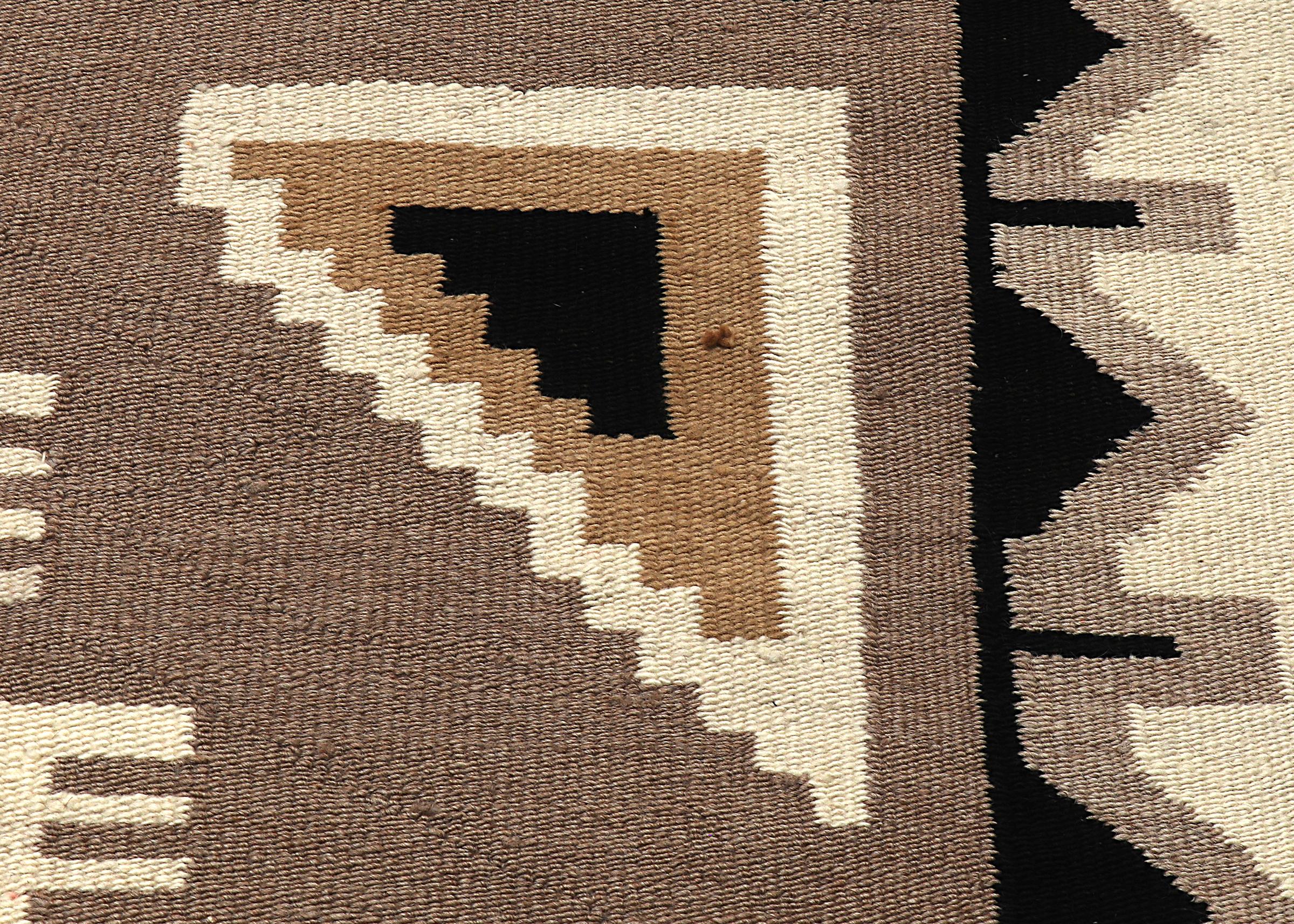 20th Century Navajo Two Gray Hills Area Rug, Trading Post Textile, Gray Ivory, Black, Brown For Sale