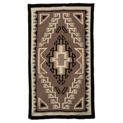 Navajo Two Gray Hills Area Rug, Trading Post Textile, Gray Ivory, Black, Brown