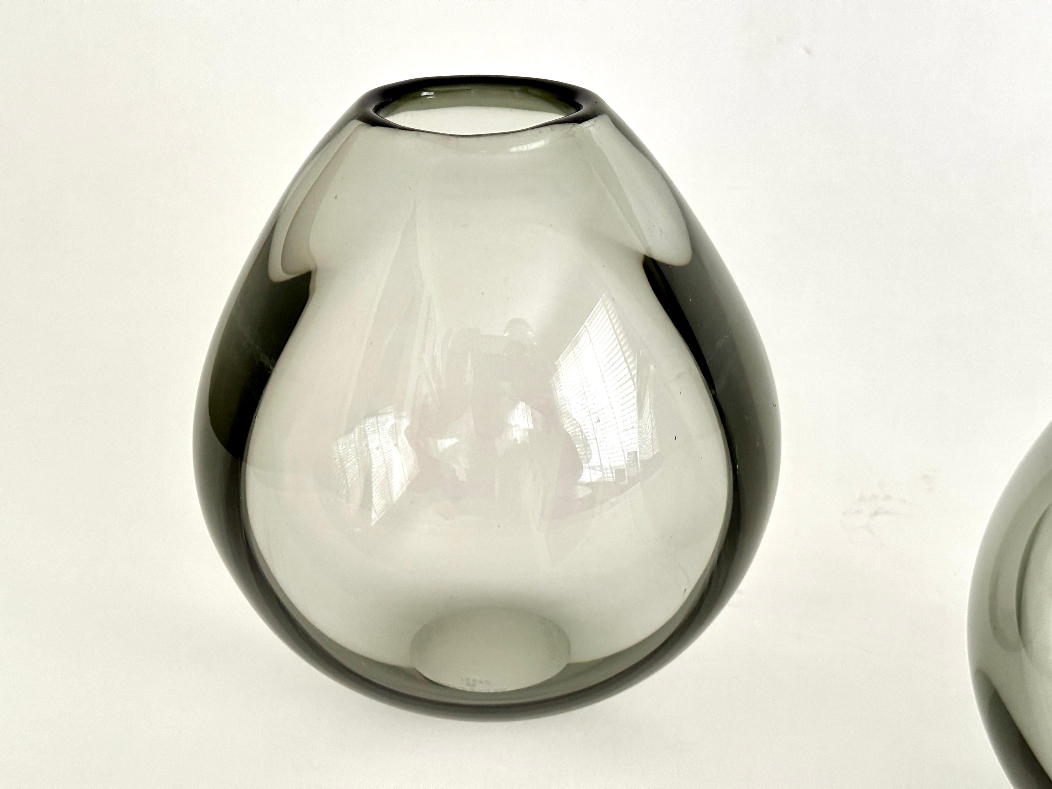 Scandinavian Modern Two Gray Per Lütken Designed Drop Vases From Holmegaard For Sale