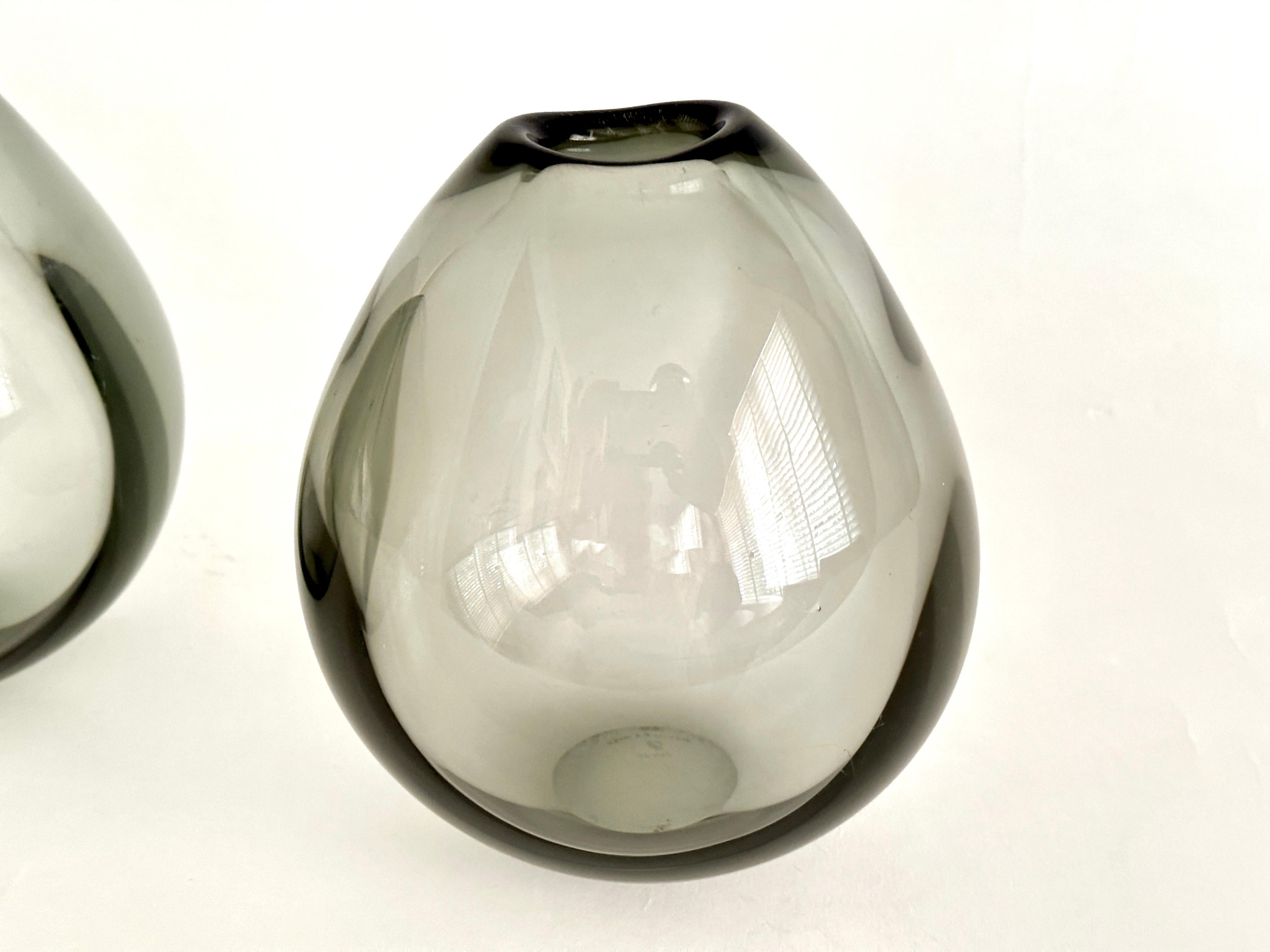 Danish Two Gray Per Lütken Designed Drop Vases From Holmegaard For Sale