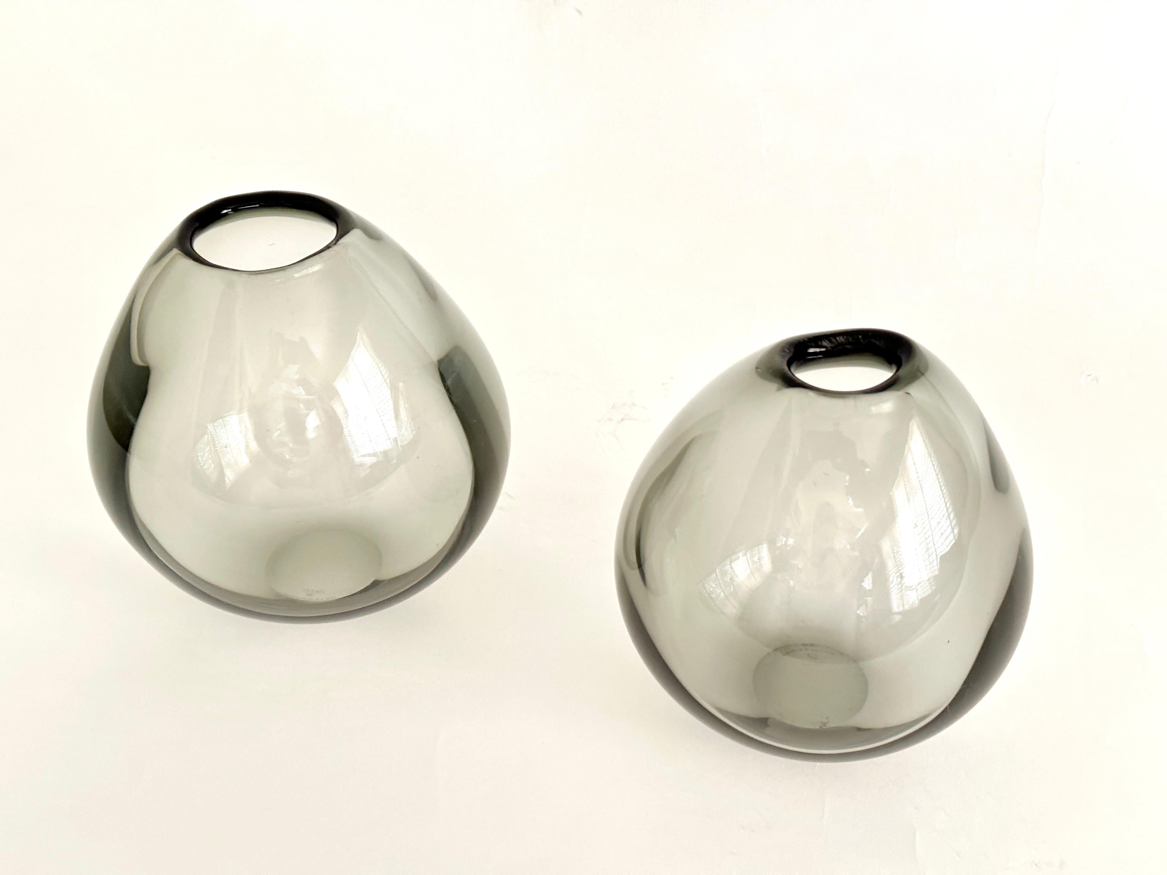 Hand-Crafted Two Gray Per Lütken Designed Drop Vases From Holmegaard For Sale