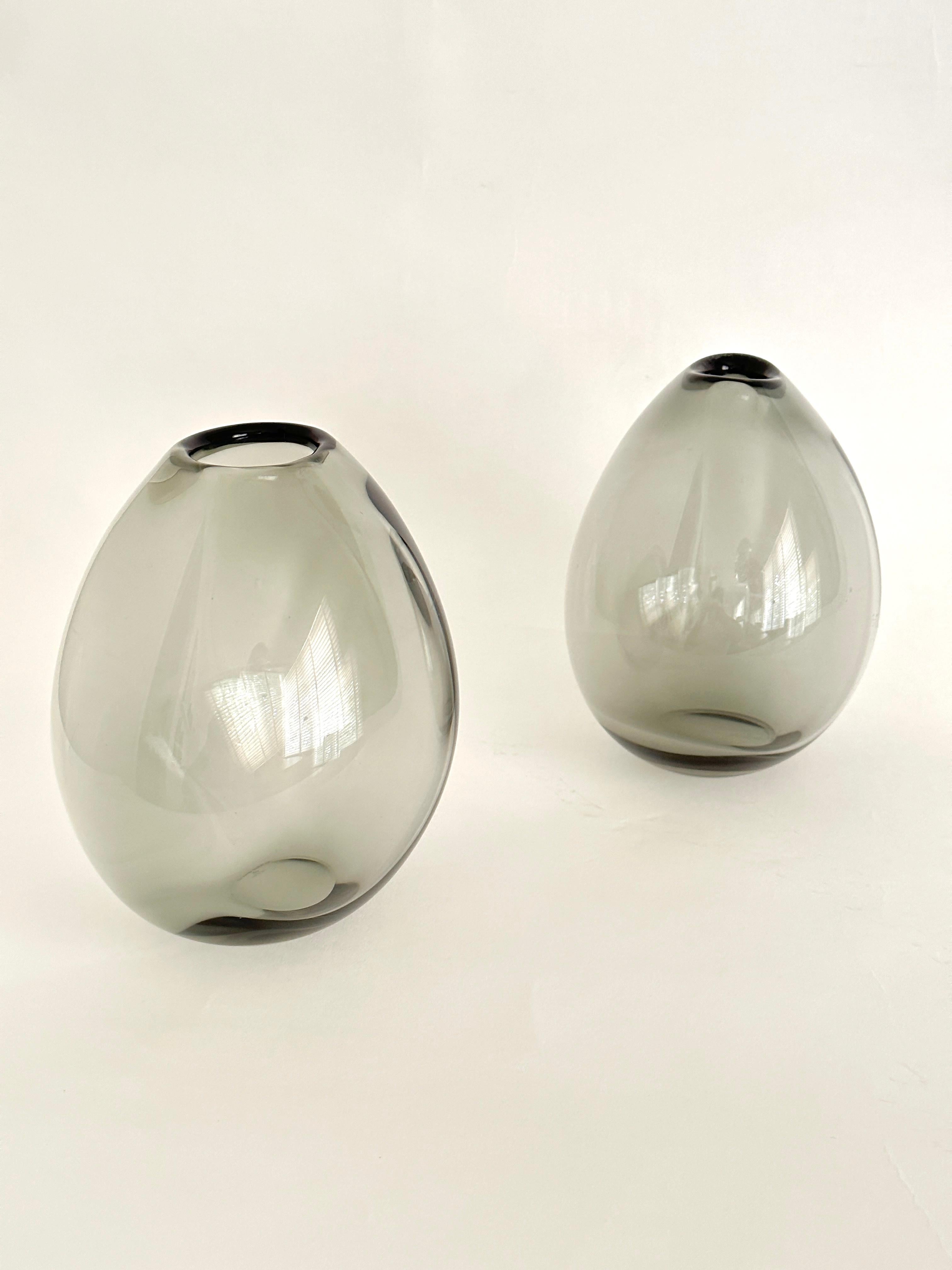 Mid-20th Century Two Gray Per Lütken Designed Drop Vases From Holmegaard For Sale