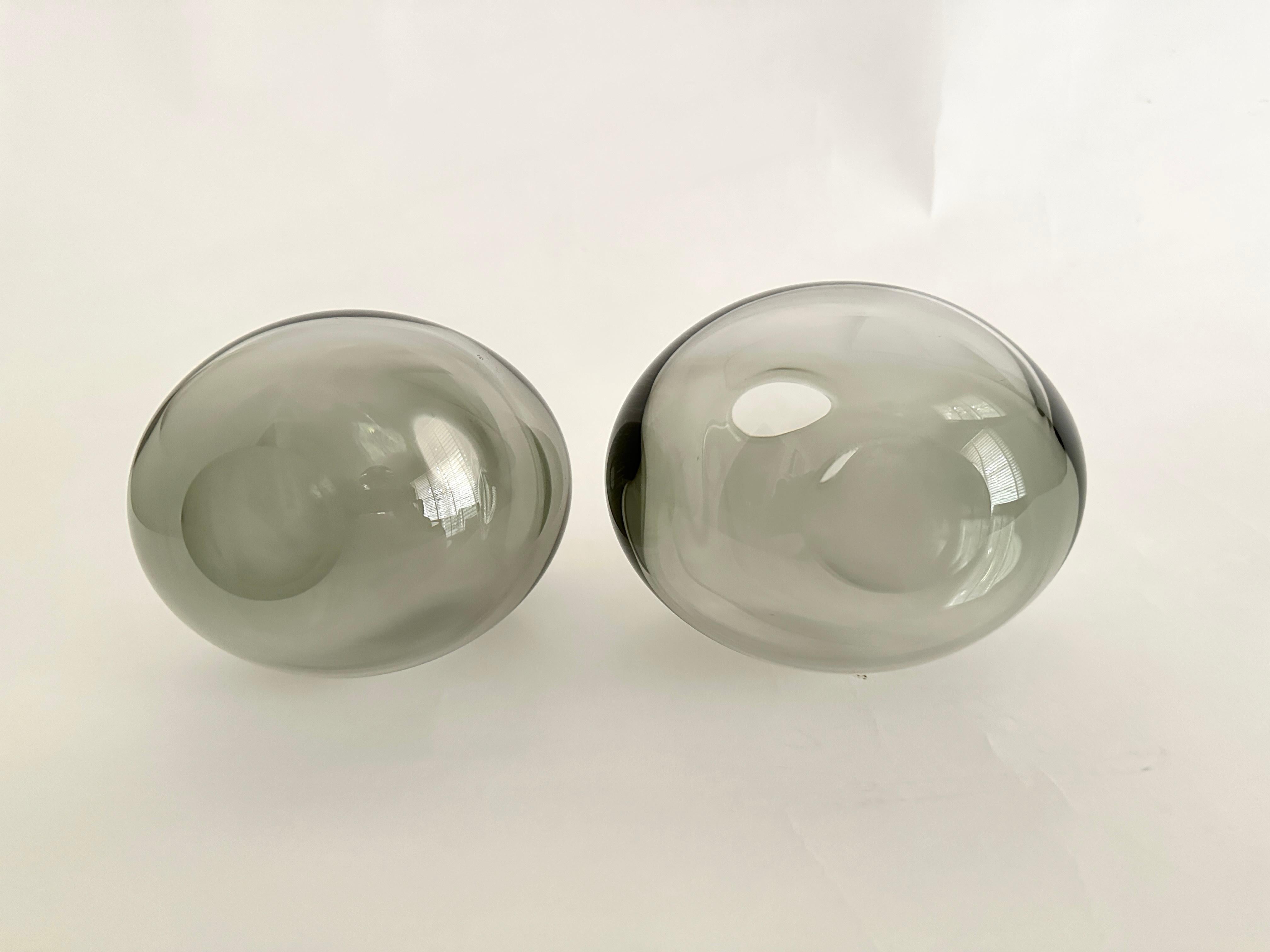 Blown Glass Two Gray Per Lütken Designed Drop Vases From Holmegaard For Sale
