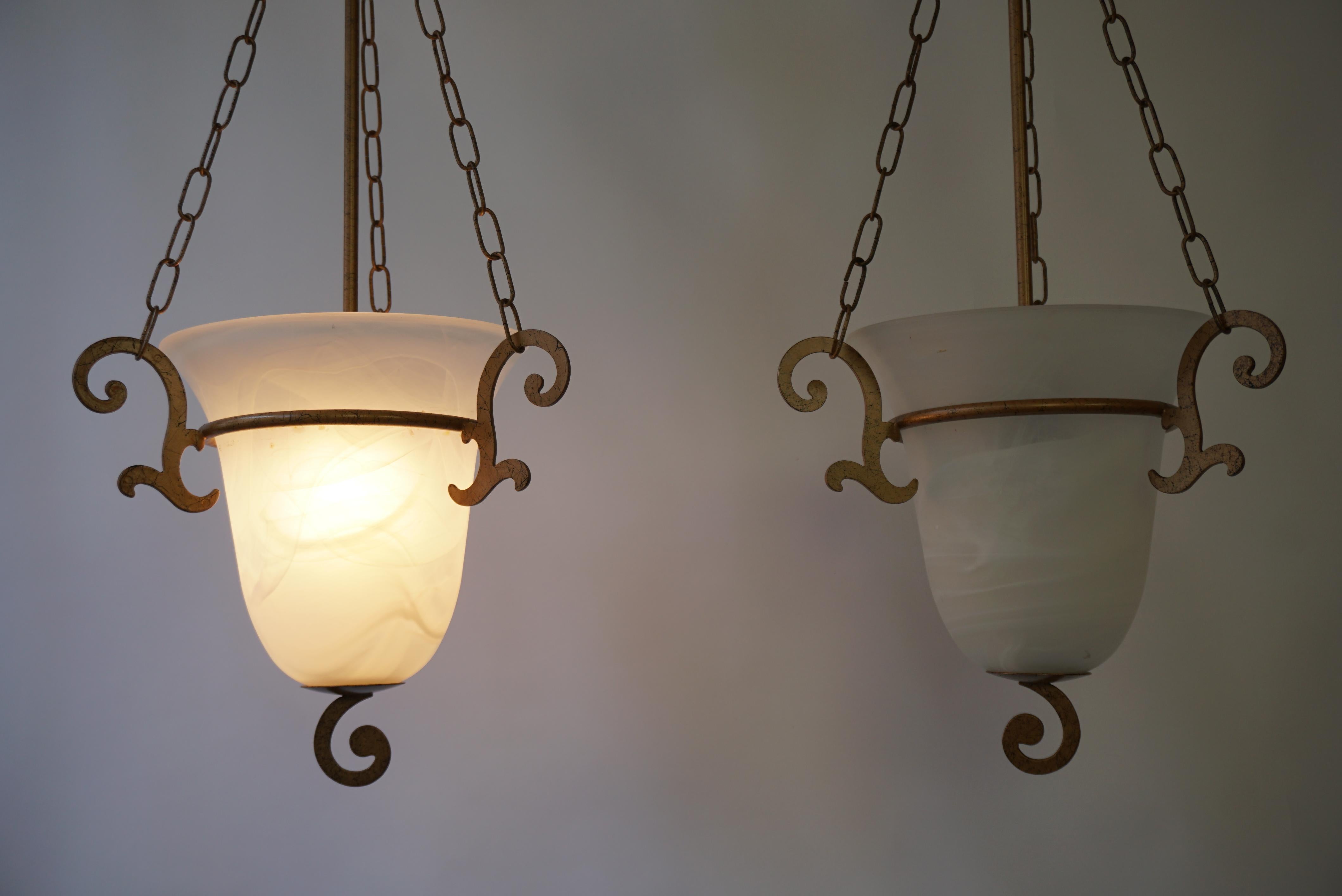 Two Greek Style Glass Chandeliers For Sale 4