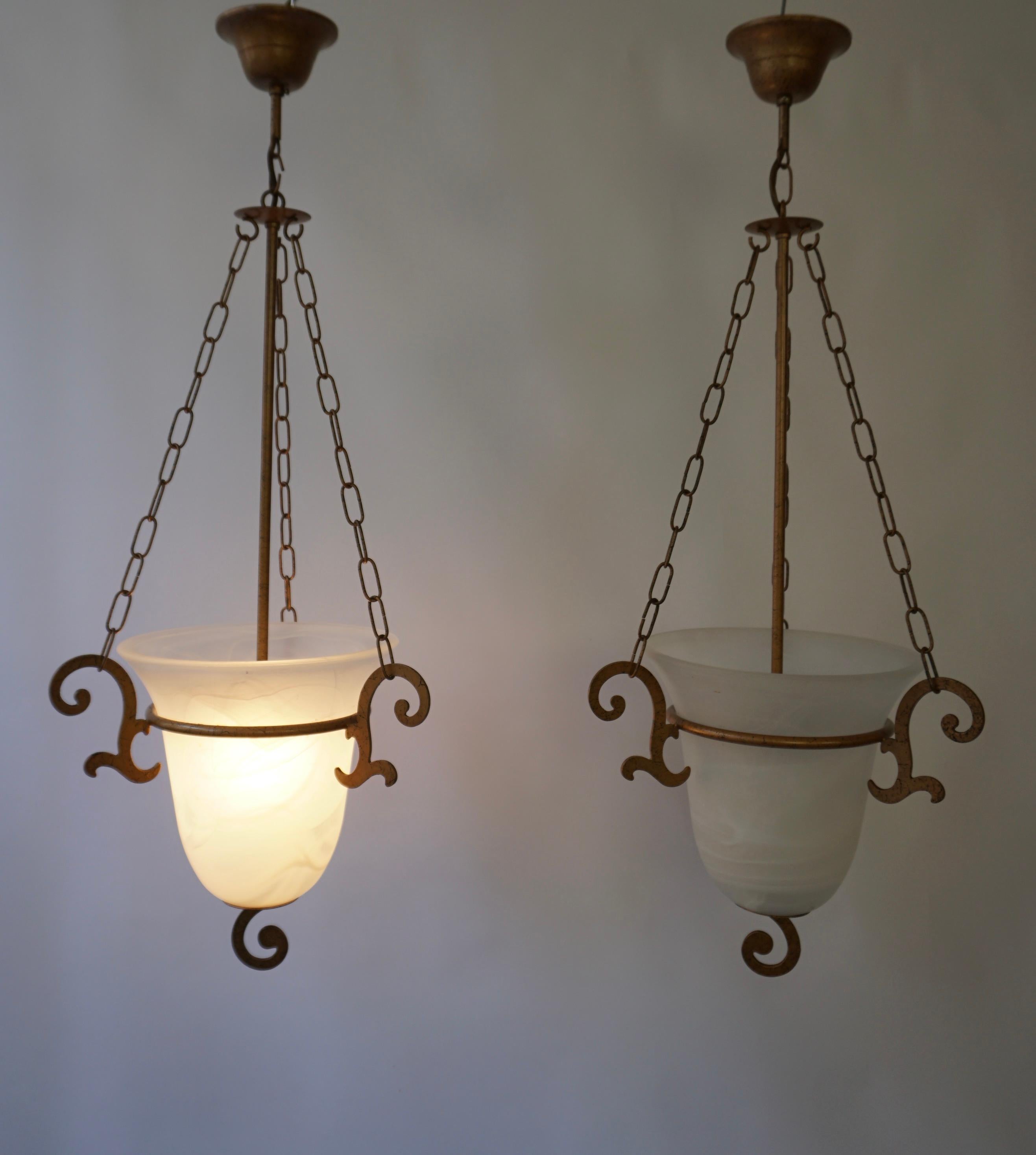 20th Century Two Greek Style Glass Chandeliers For Sale