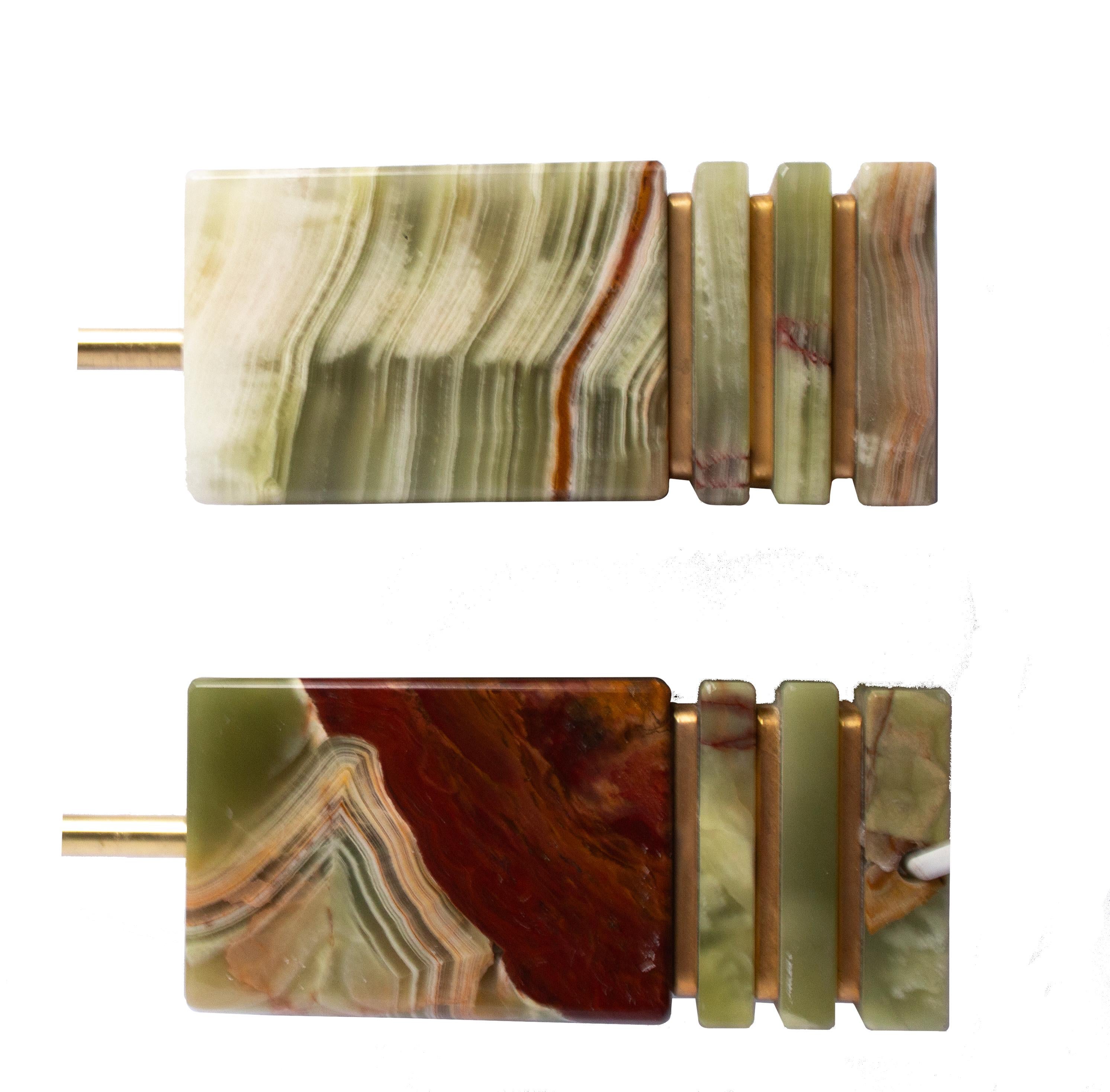 Deux lampes de table en onyx vert, brun et beige par Maison Pierre, Italie des années 1960 en vente 5