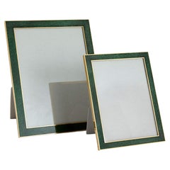 Two Green Enamel and Gilt Metal Frames by French Firm Puiforcat
