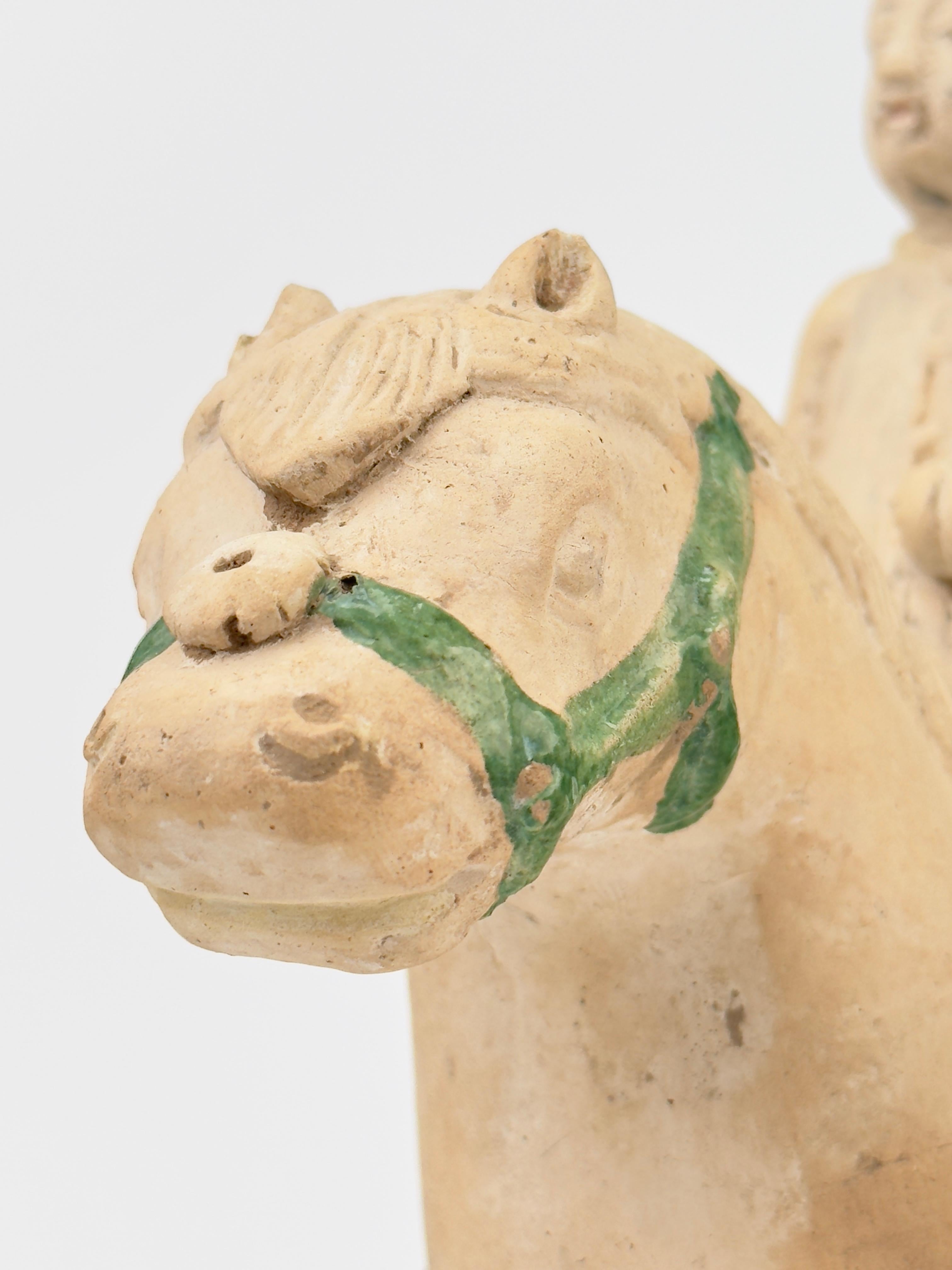 Two Green Glazed Horses and Riders, Ming period(15-16th Century) For Sale 1