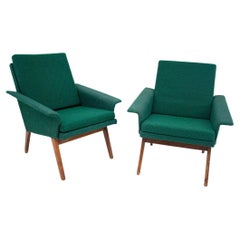 Two Green Retro Armchairs, Czechoslovakia, 1960s