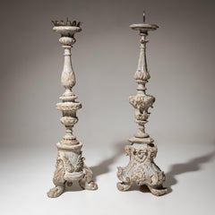 Two grey Altar Candlesticks, 18th Century