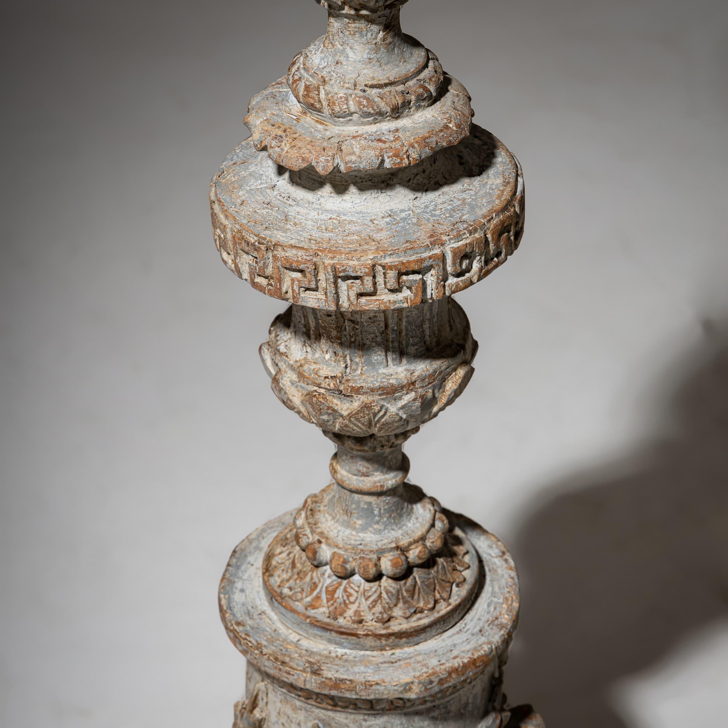 German Two grey Altar Candlesticks, 18th Century For Sale
