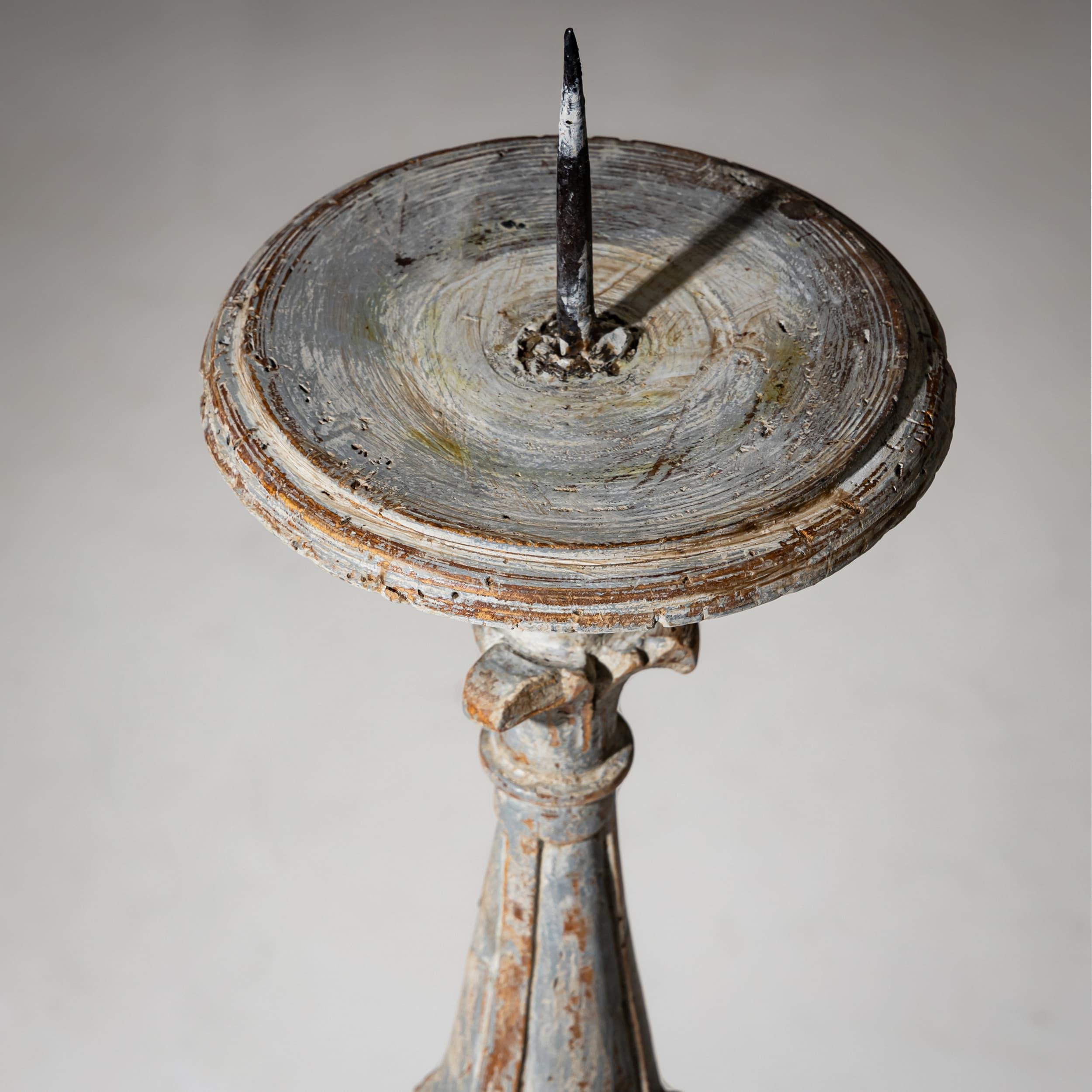 18th Century and Earlier Two grey Altar Candlesticks, 18th Century For Sale