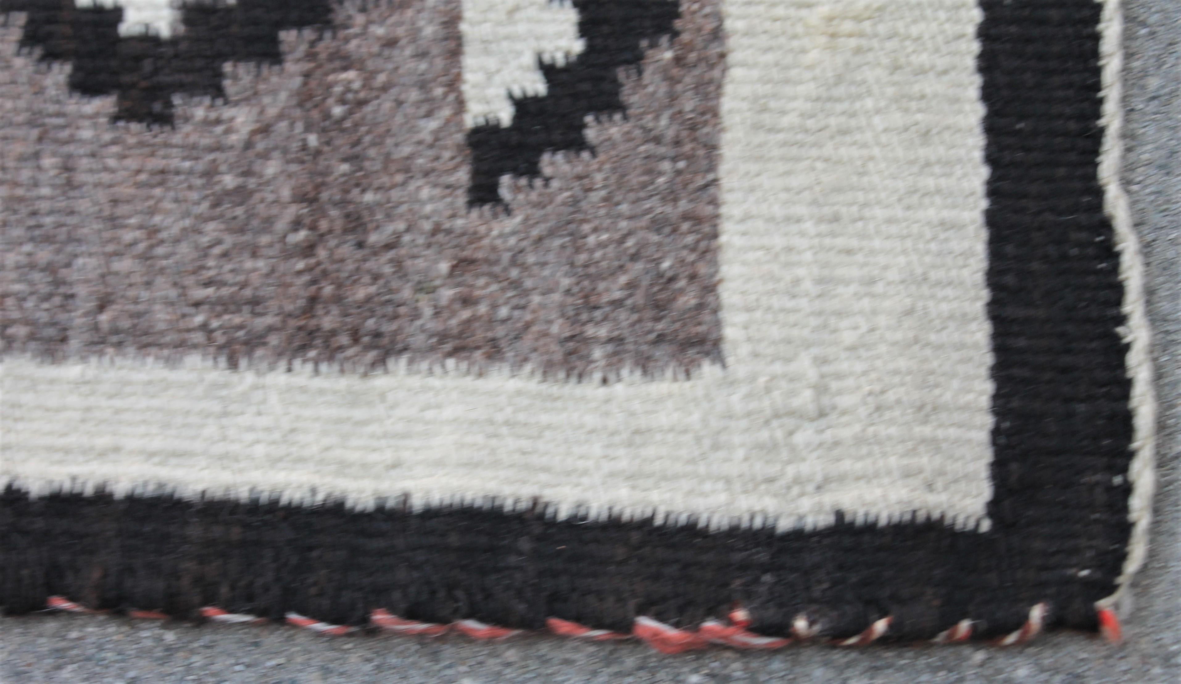 Hand-Woven Two Grey Hills Navajo Indian Weaving