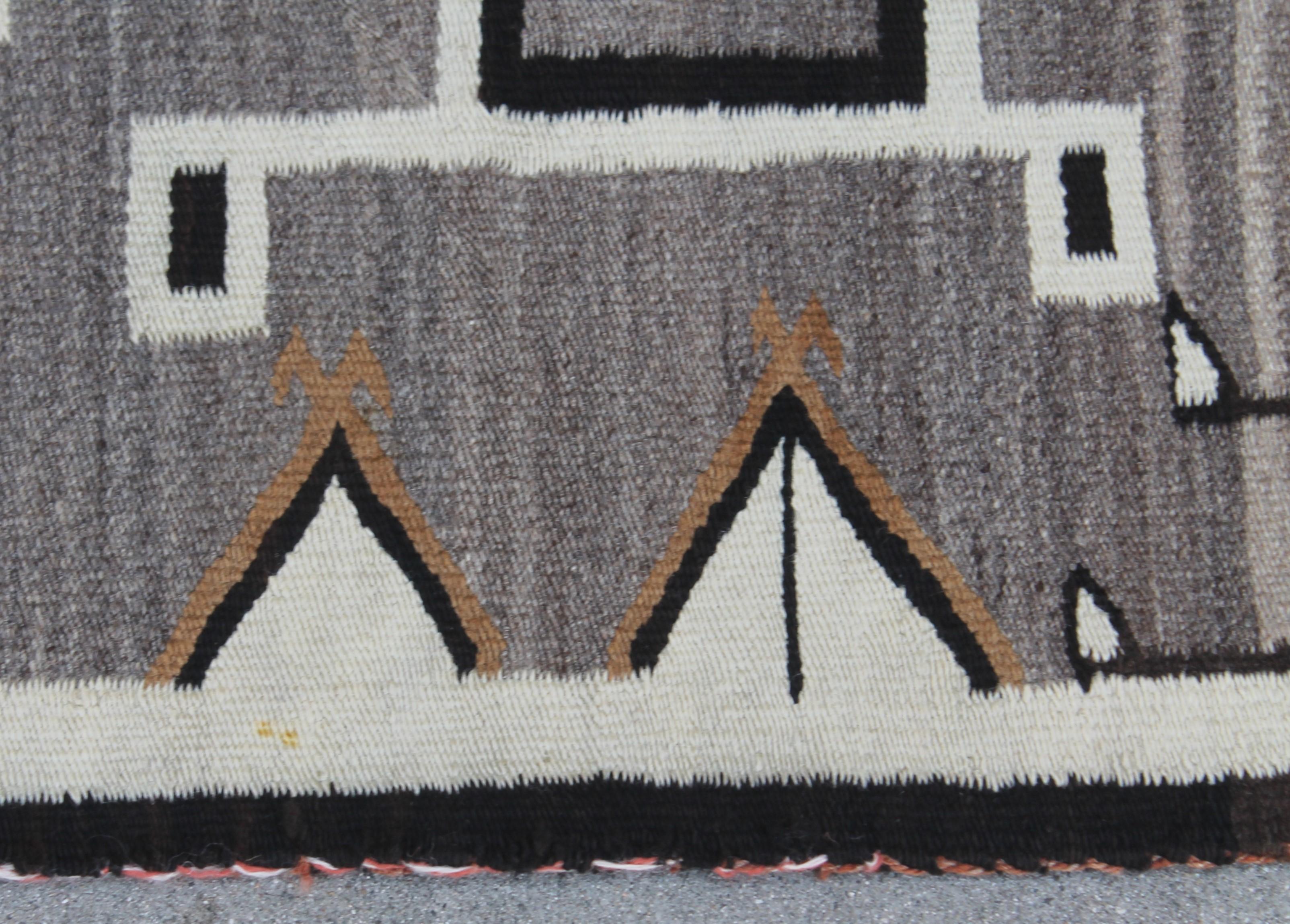 Two Grey Hills Navajo Indian Weaving In Excellent Condition In Los Angeles, CA
