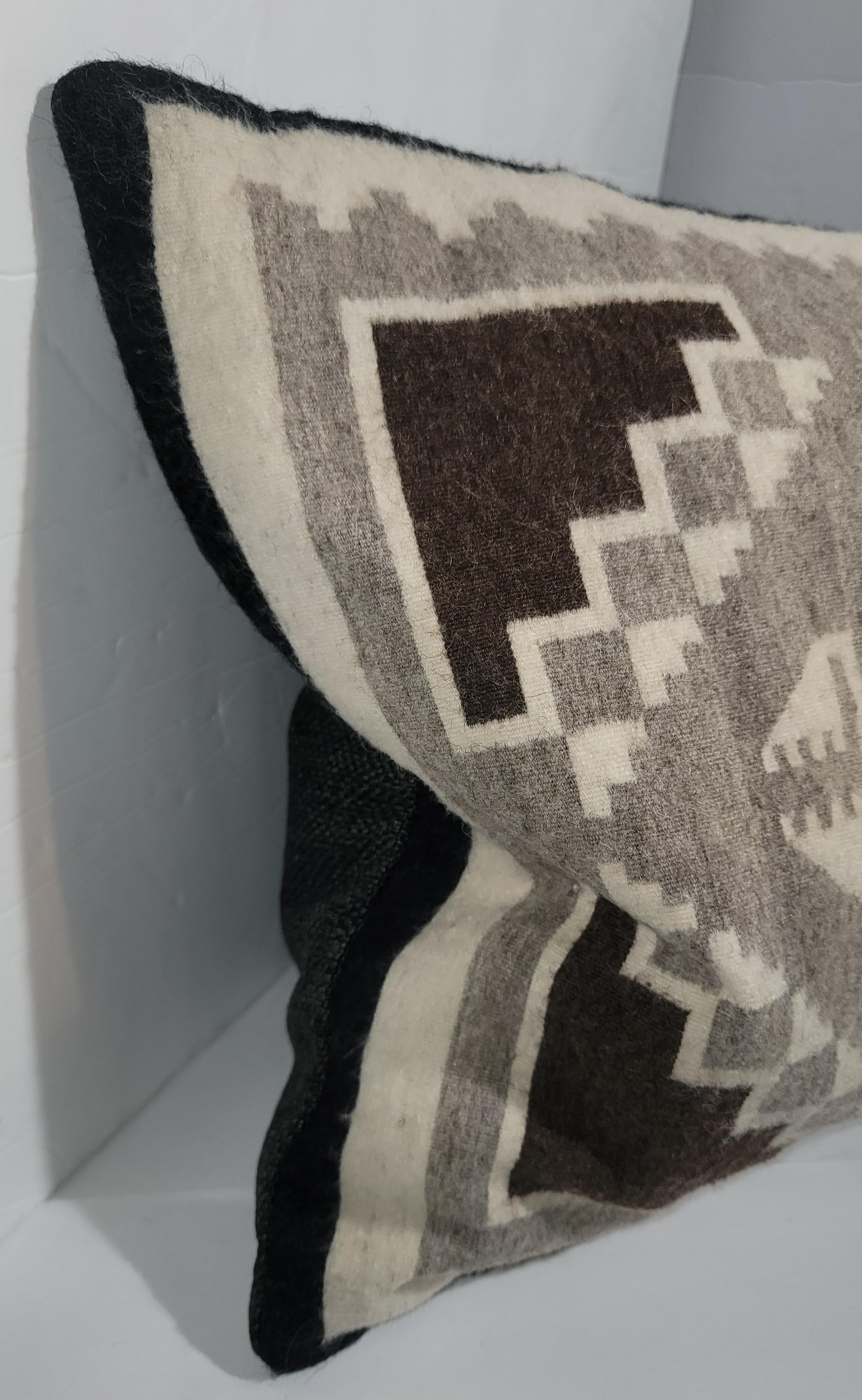 Adirondack Two Grey Hills Navajo Weaving Pillow  For Sale