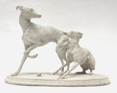 "Two greyhounds playing with a ball", by Pierre-Jules Mêne, France circa 1860