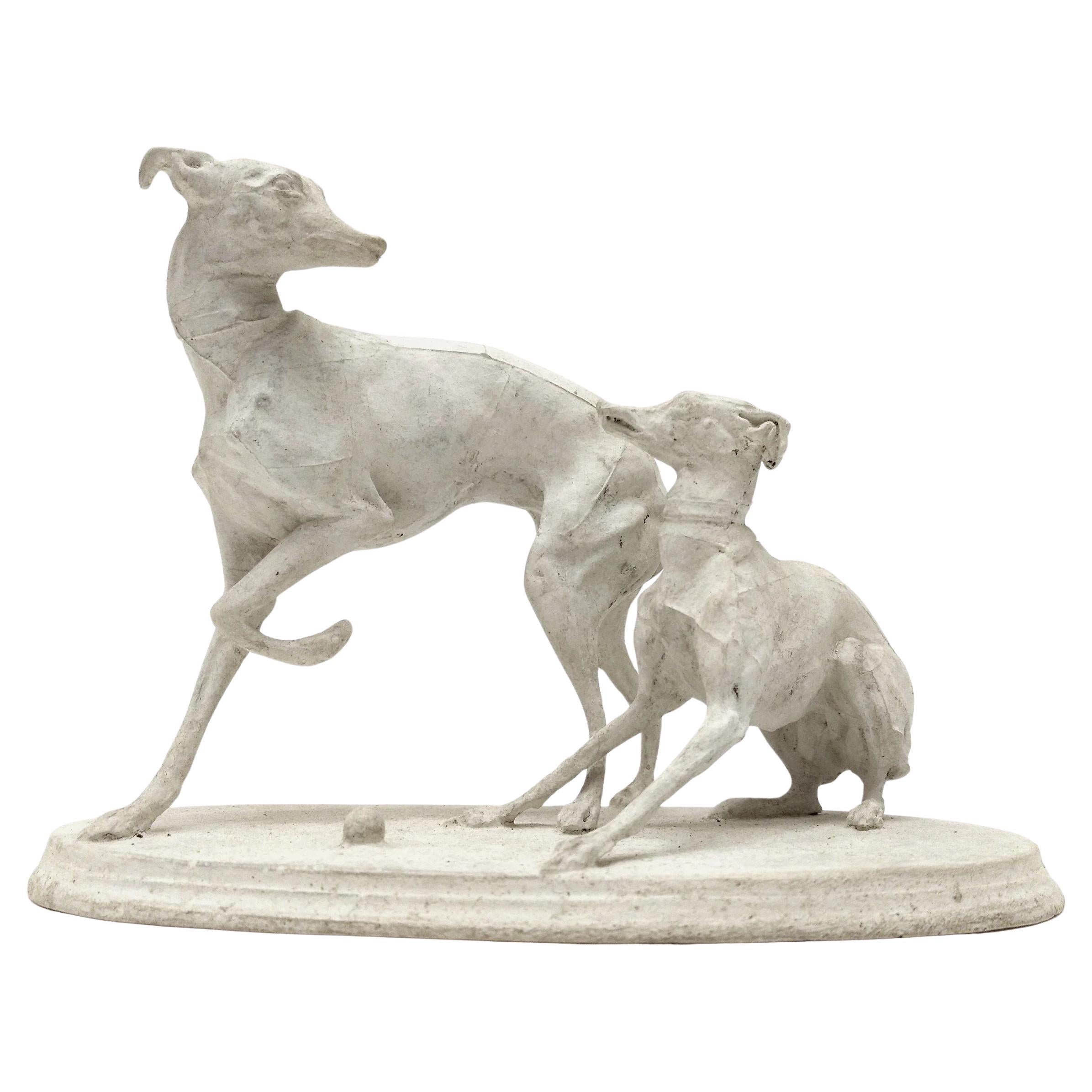 "Two greyhounds playing with a ball", by Pierre-Jules Mêne, France circa 1860 For Sale
