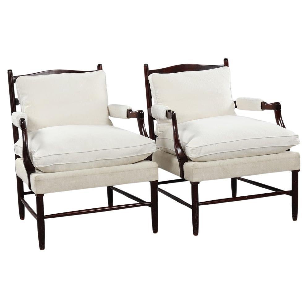 Pair of armchairs Gripsholm, Arne Norell. Linen offwhite upholstery.  For Sale