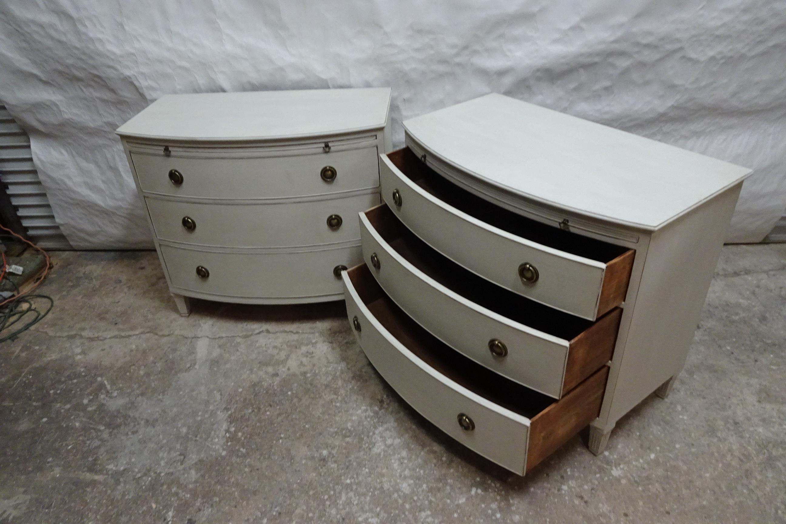 Two Gustavian Style Barrel Front Chest Of Drawers 6