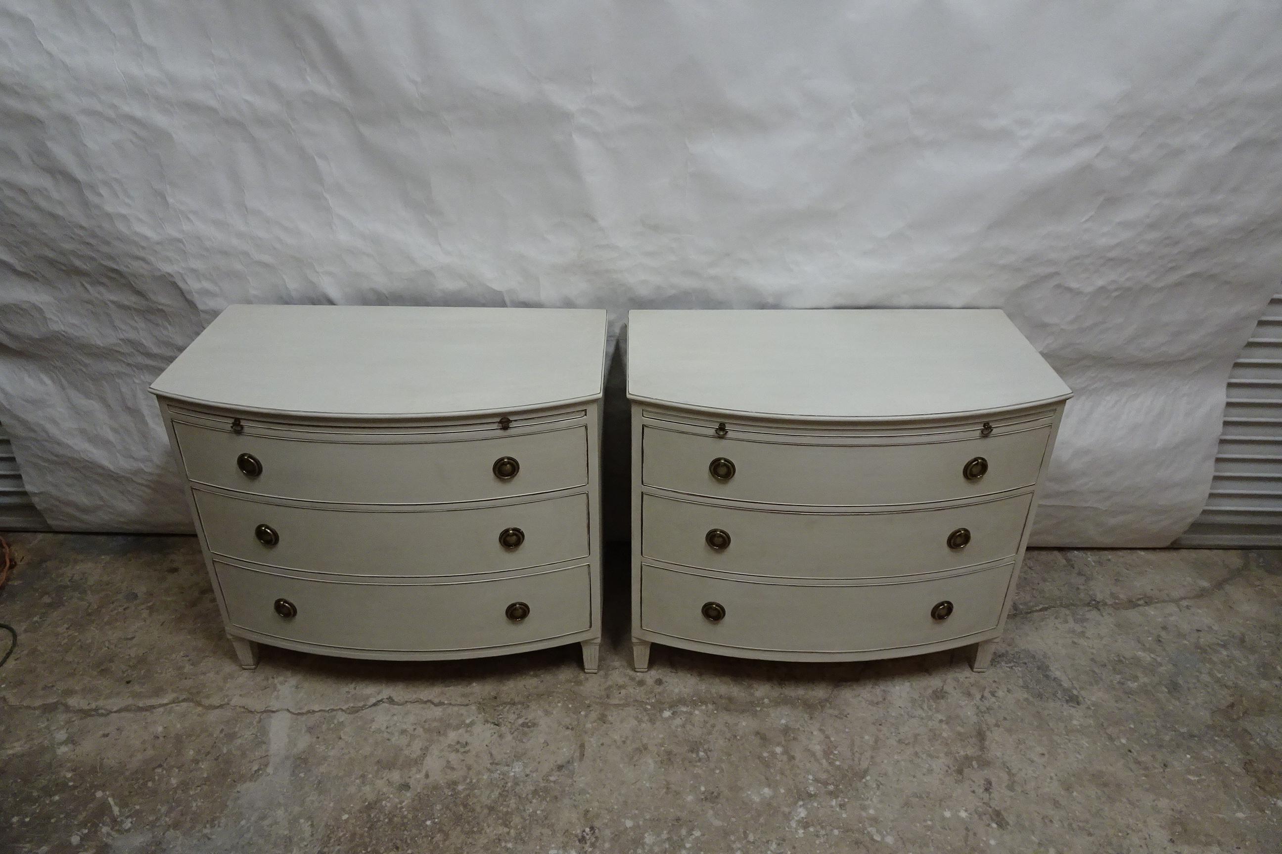 Swedish Two Gustavian Style Barrel Front Chest Of Drawers