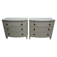 Two Gustavian Style Barrel Front Chest Of Drawers
