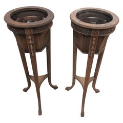 Two Gustavian Wood and Cane Plant Stands