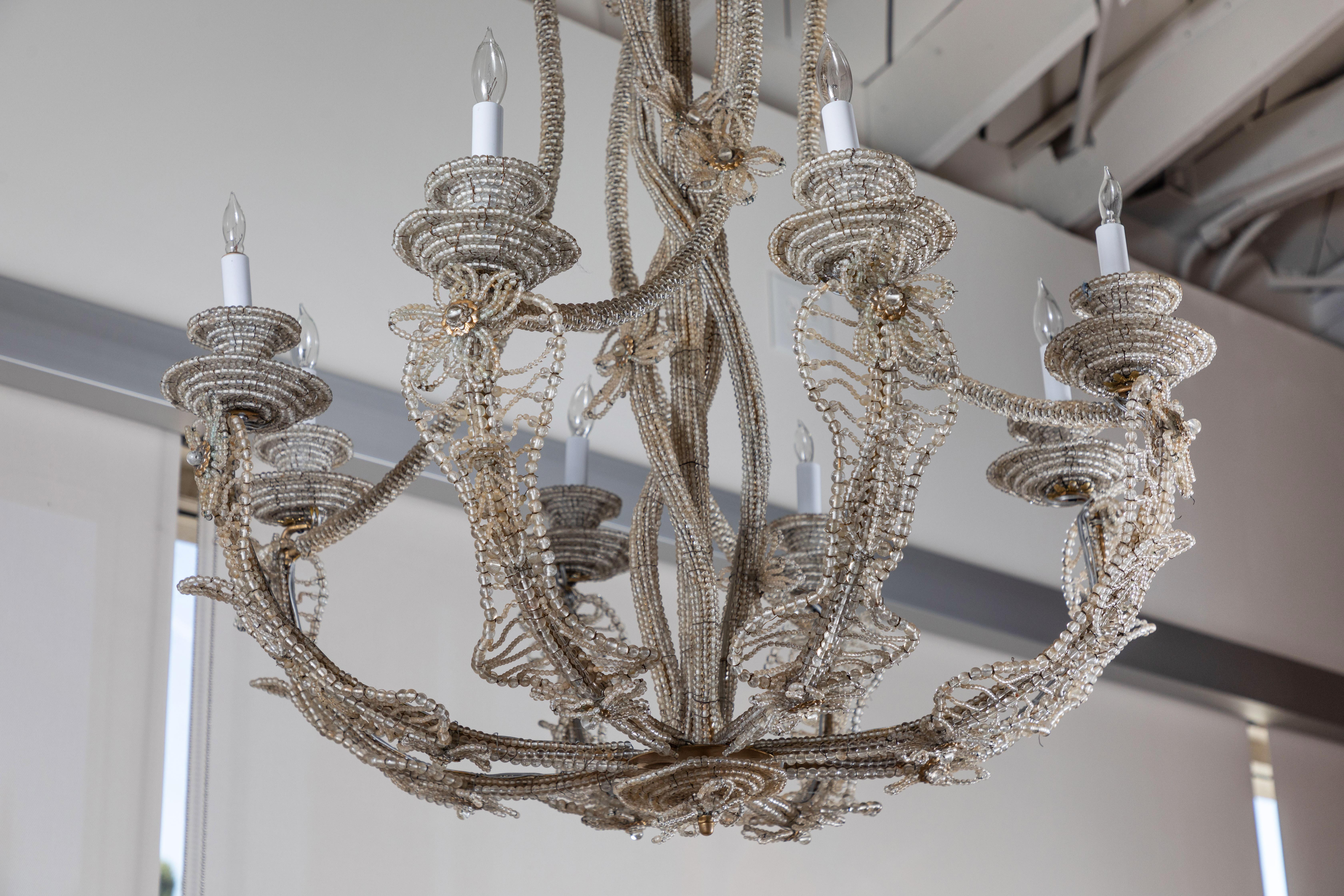 European Two, Hand Beaded, Sicilian Chandeliers For Sale