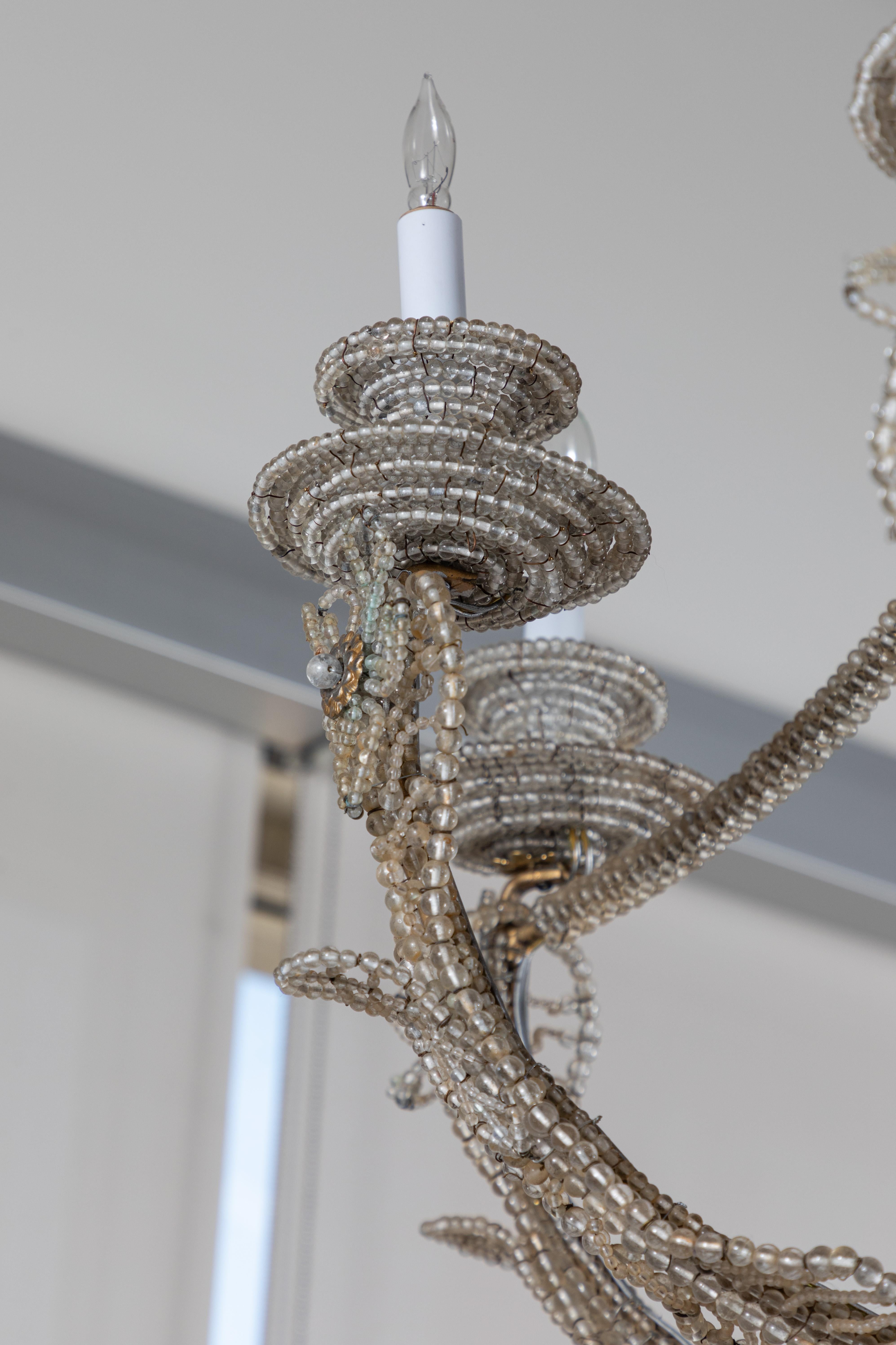 Mid-20th Century Two, Hand Beaded, Sicilian Chandeliers For Sale
