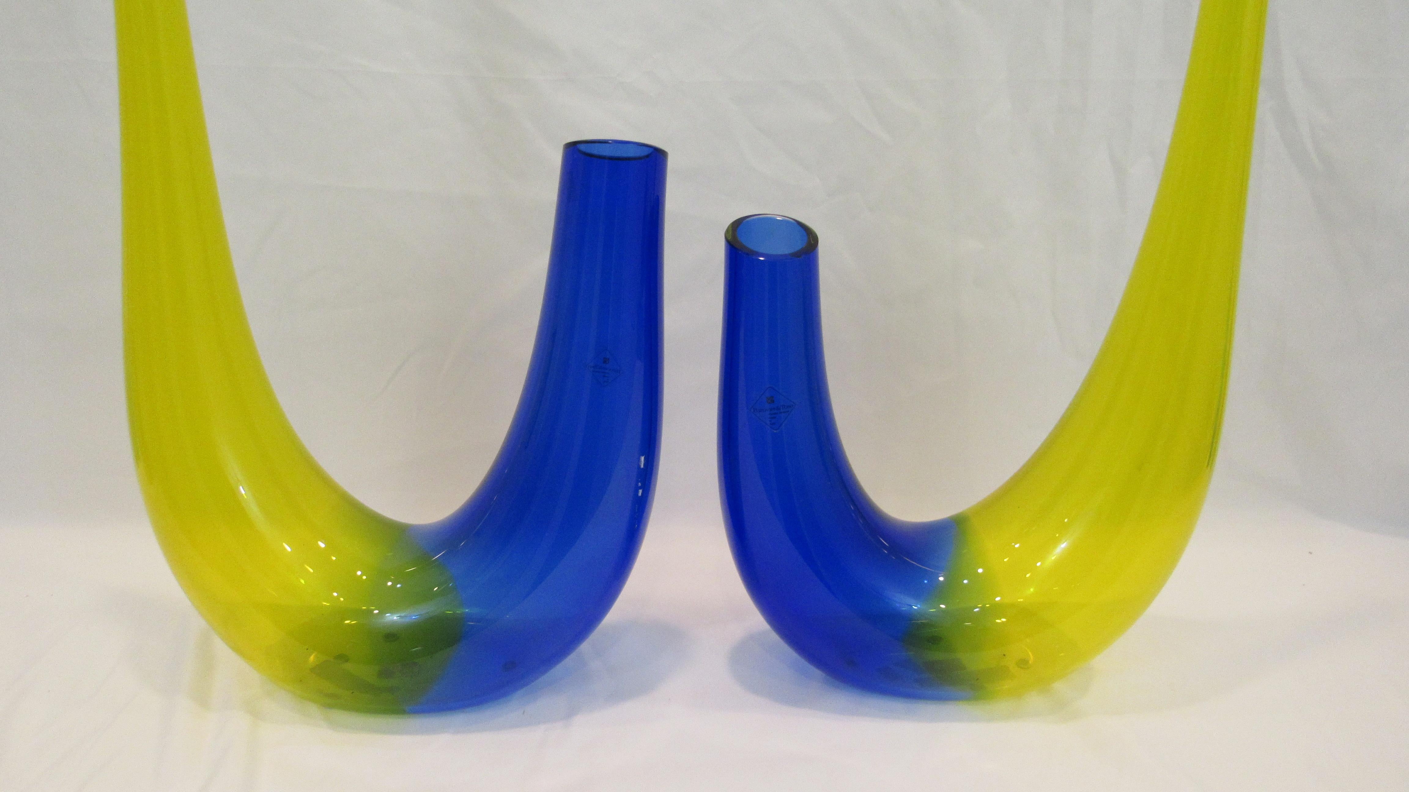 Two hand blown Murano glass vases by Barovier & Toso 