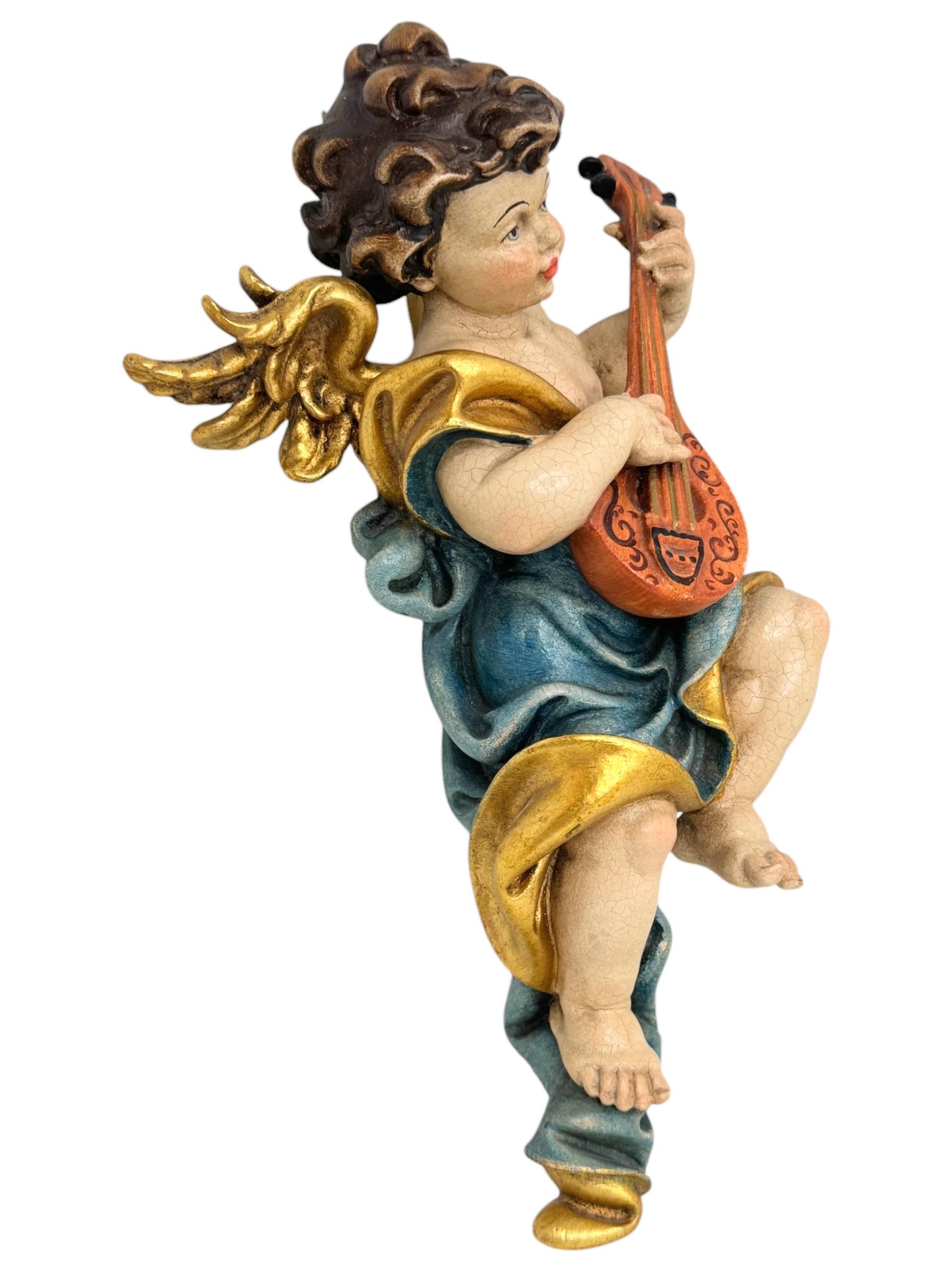 Two Hand Carved Musician Cherub Angel Germany, 1960s For Sale 5