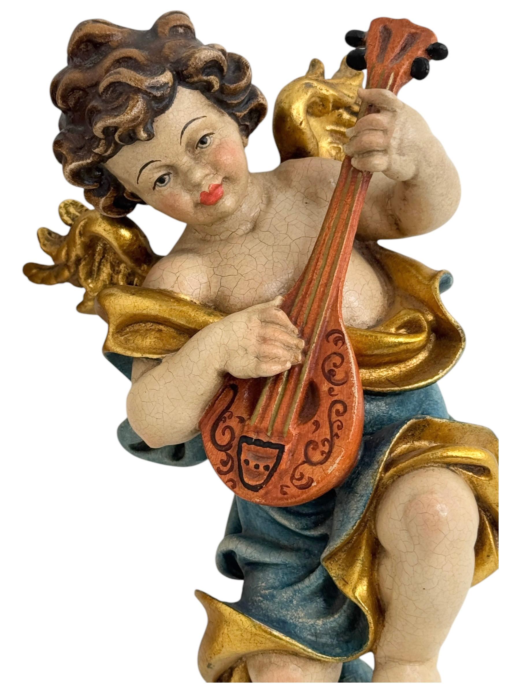 Two Hand Carved Musician Cherub Angel Germany, 1960s For Sale 7