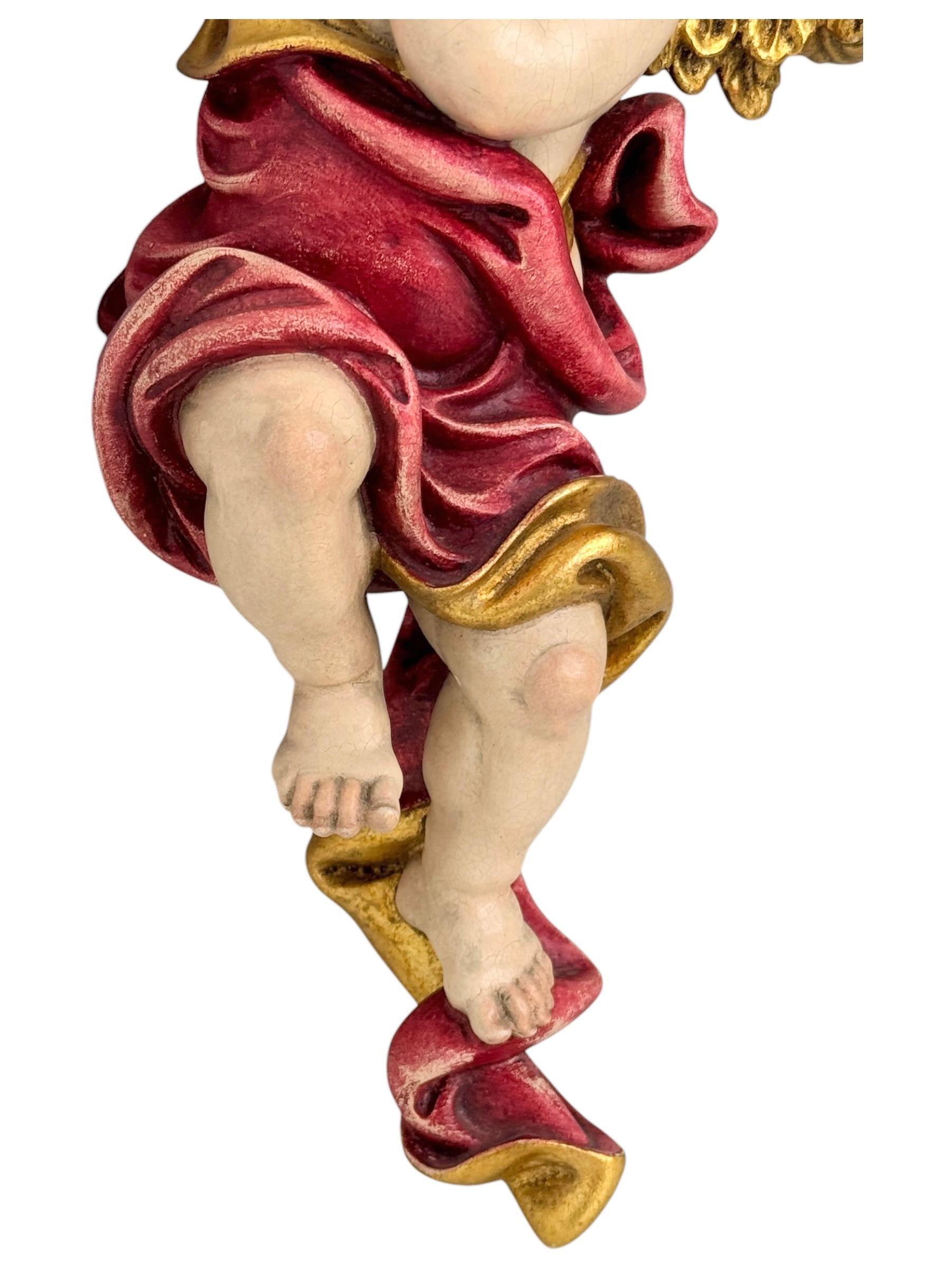 Two Hand Carved Musician Cherub Angel Germany, 1960s In Good Condition For Sale In Nuernberg, DE