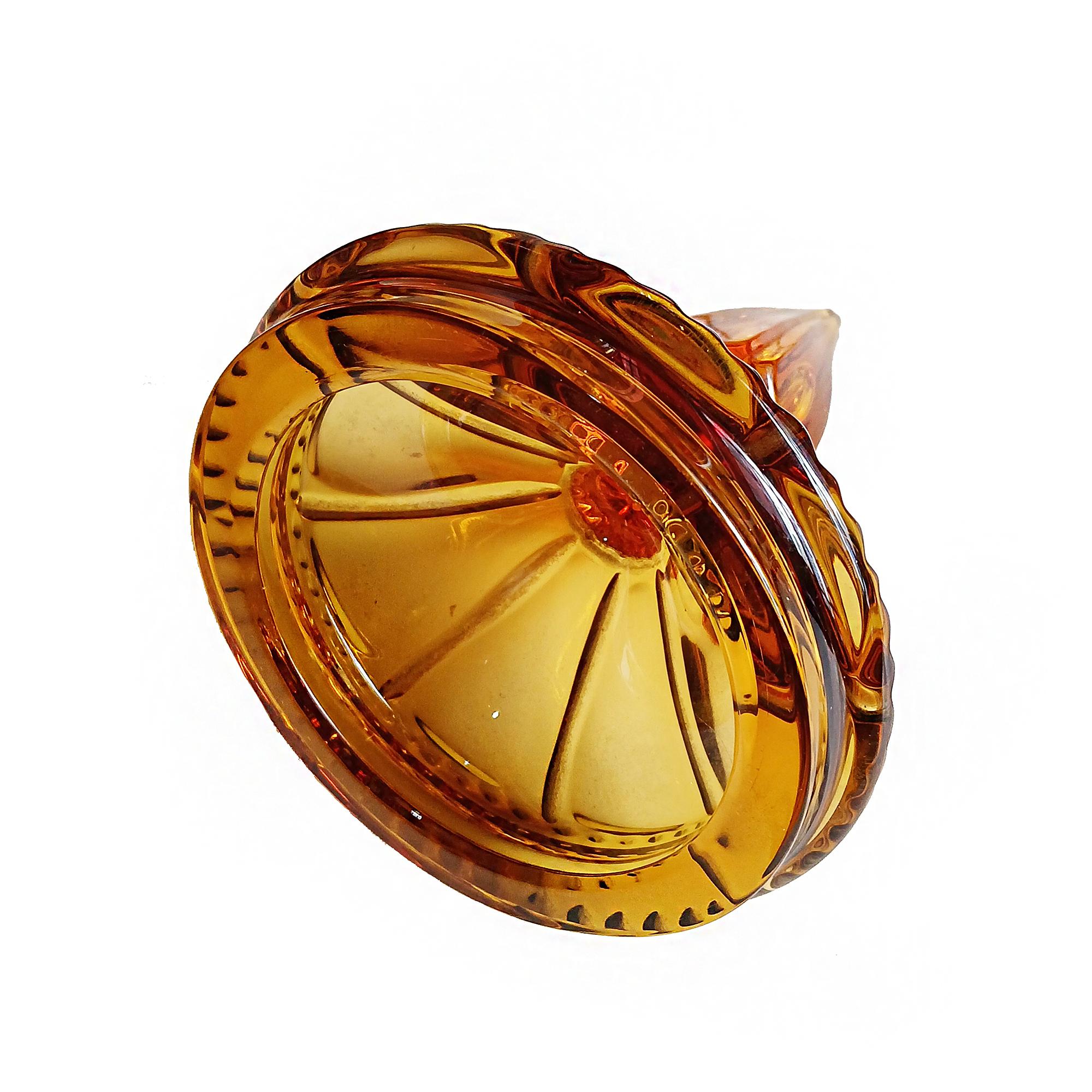 Two Amber Crystal Vases, Hand-Made in Italy 6