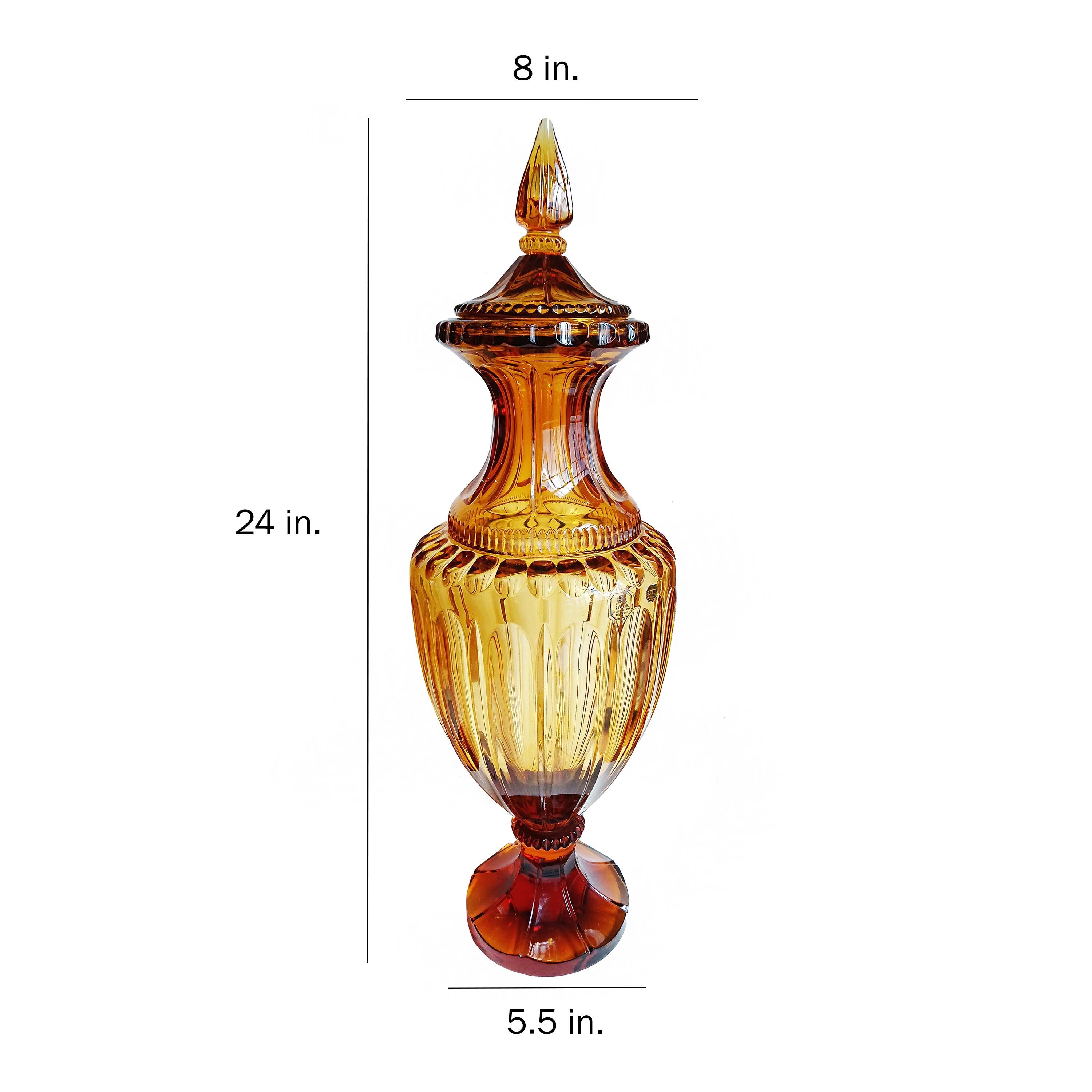 Two Amber Crystal Vases, Hand-Made in Italy 11