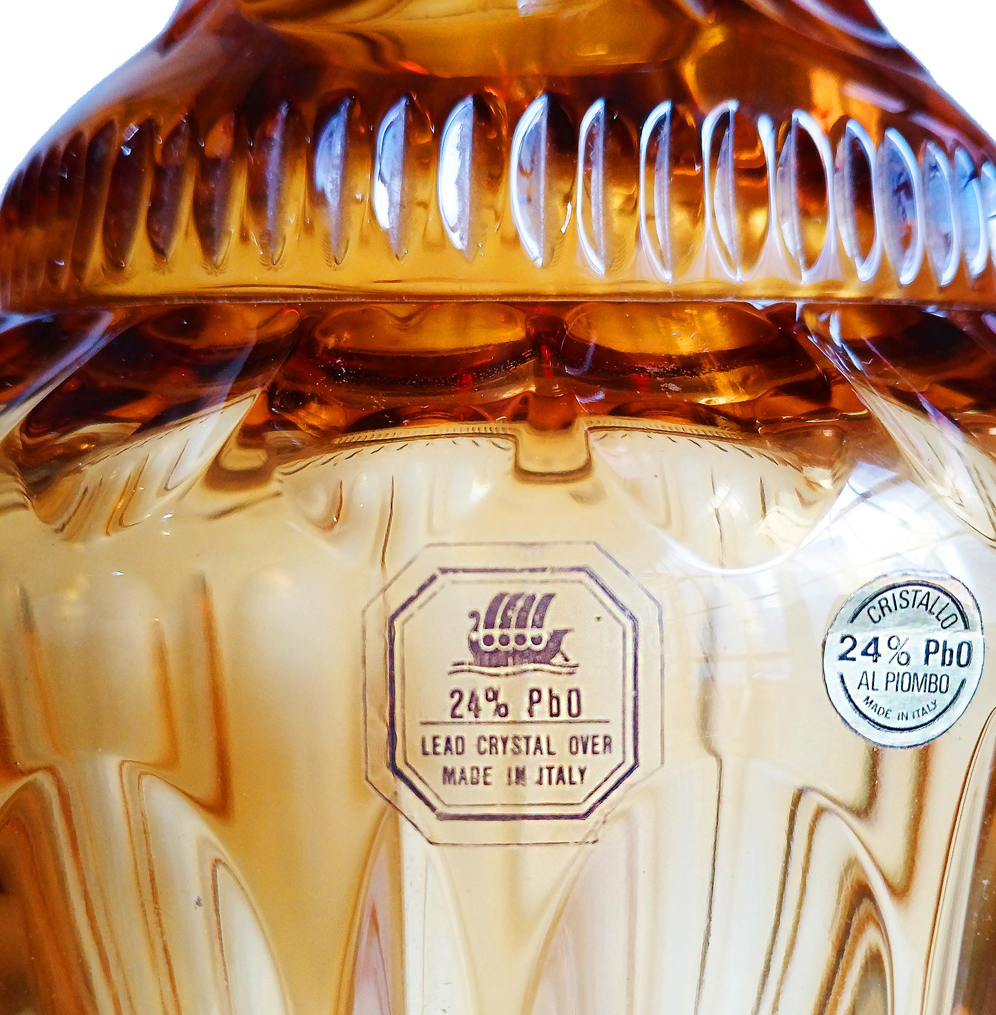 Two Amber Crystal Vases, Hand-Made in Italy 8