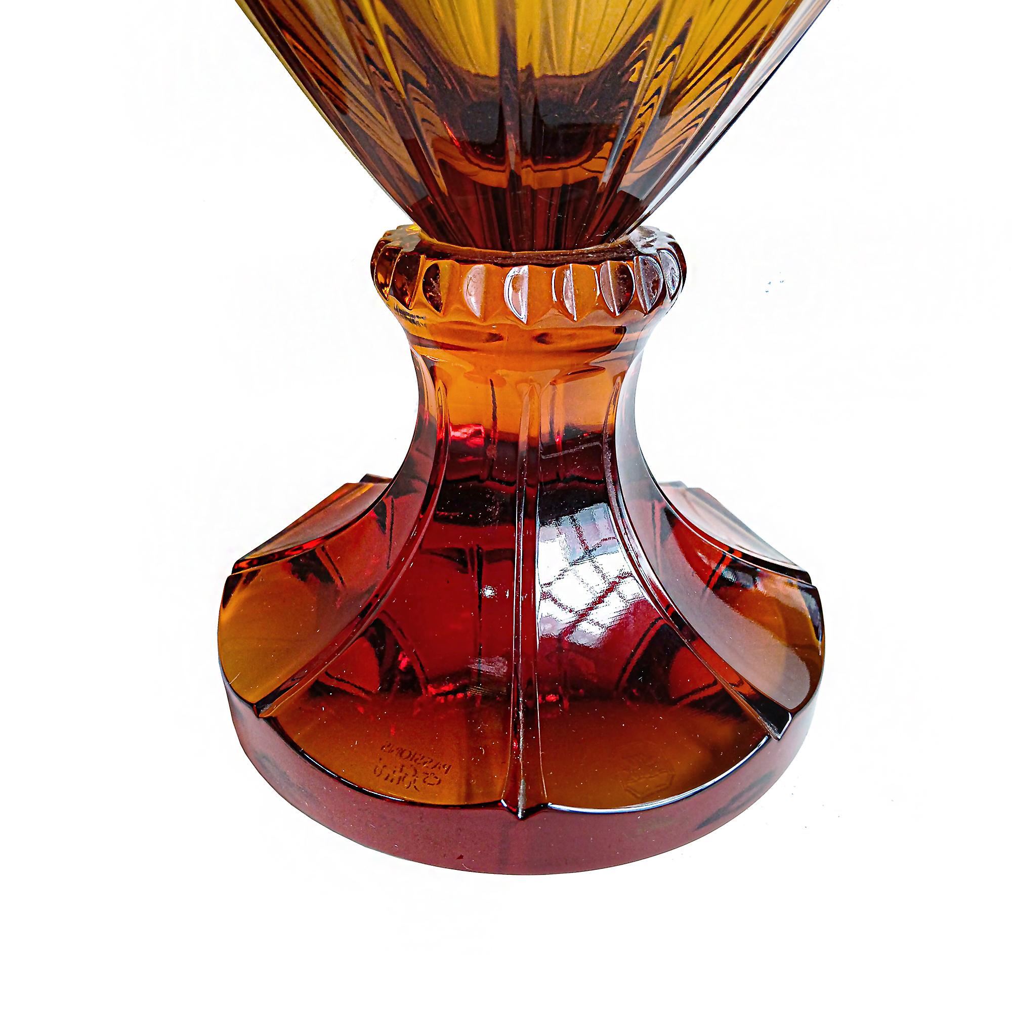 Two Amber Crystal Vases, Hand-Made in Italy 1
