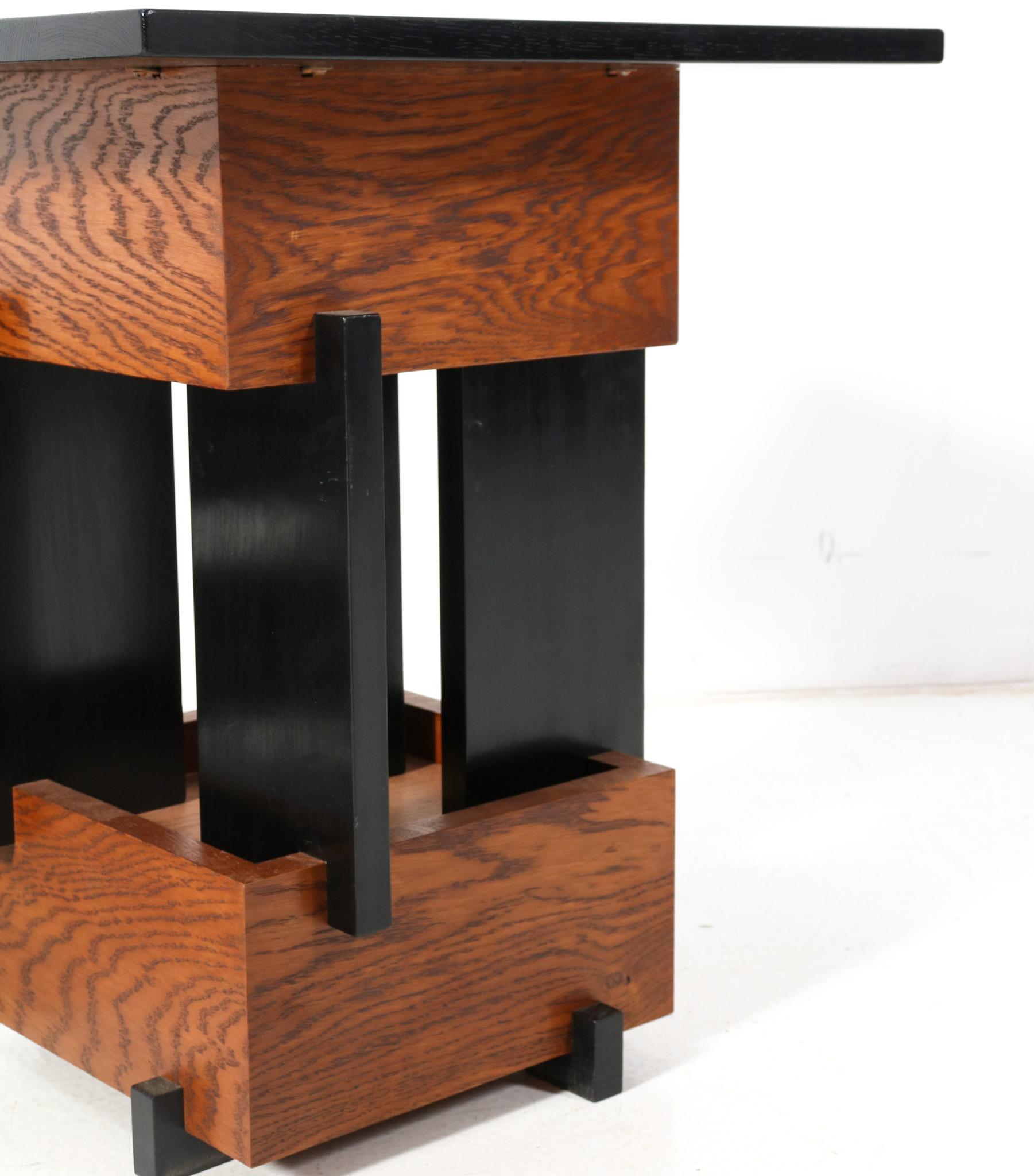 Two Handmade Oak Art Deco Modernist Side Tables Cor Alons Style, 2023 For Sale 4