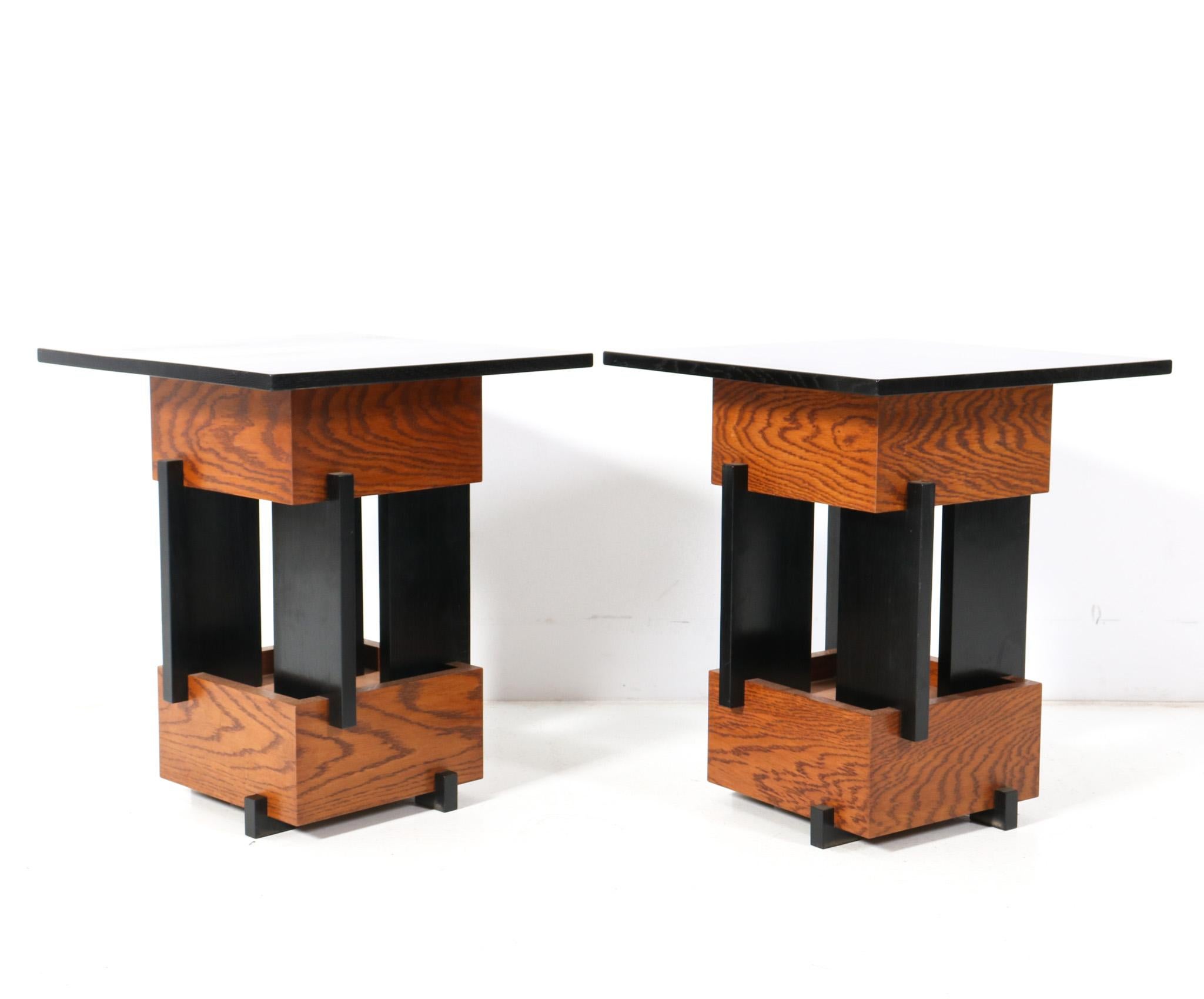 Beech Two Handmade Oak Art Deco Modernist Side Tables Cor Alons Style, 2023 For Sale