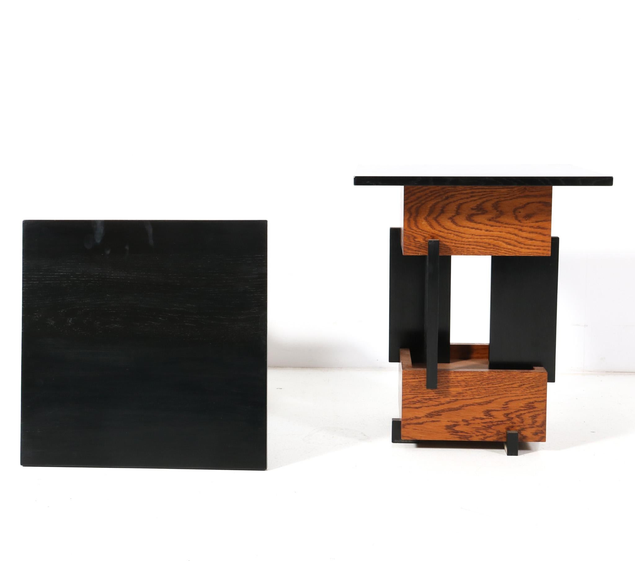Two Handmade Oak Art Deco Modernist Side Tables Cor Alons Style, 2023 For Sale 2