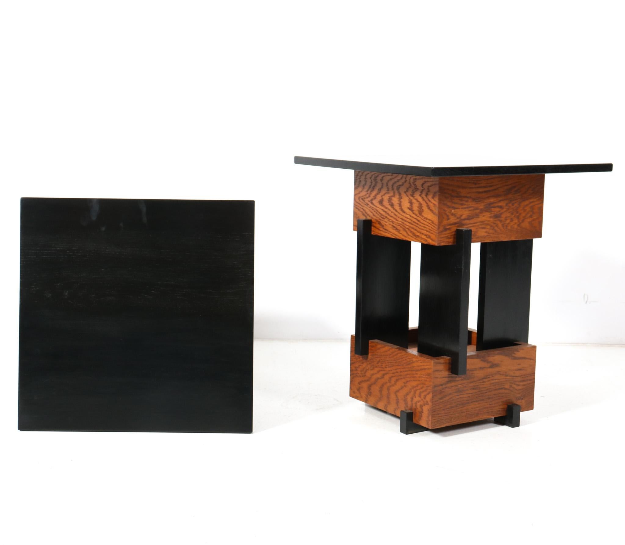 Two Handmade Oak Art Deco Modernist Side Tables Cor Alons Style, 2023 For Sale 3